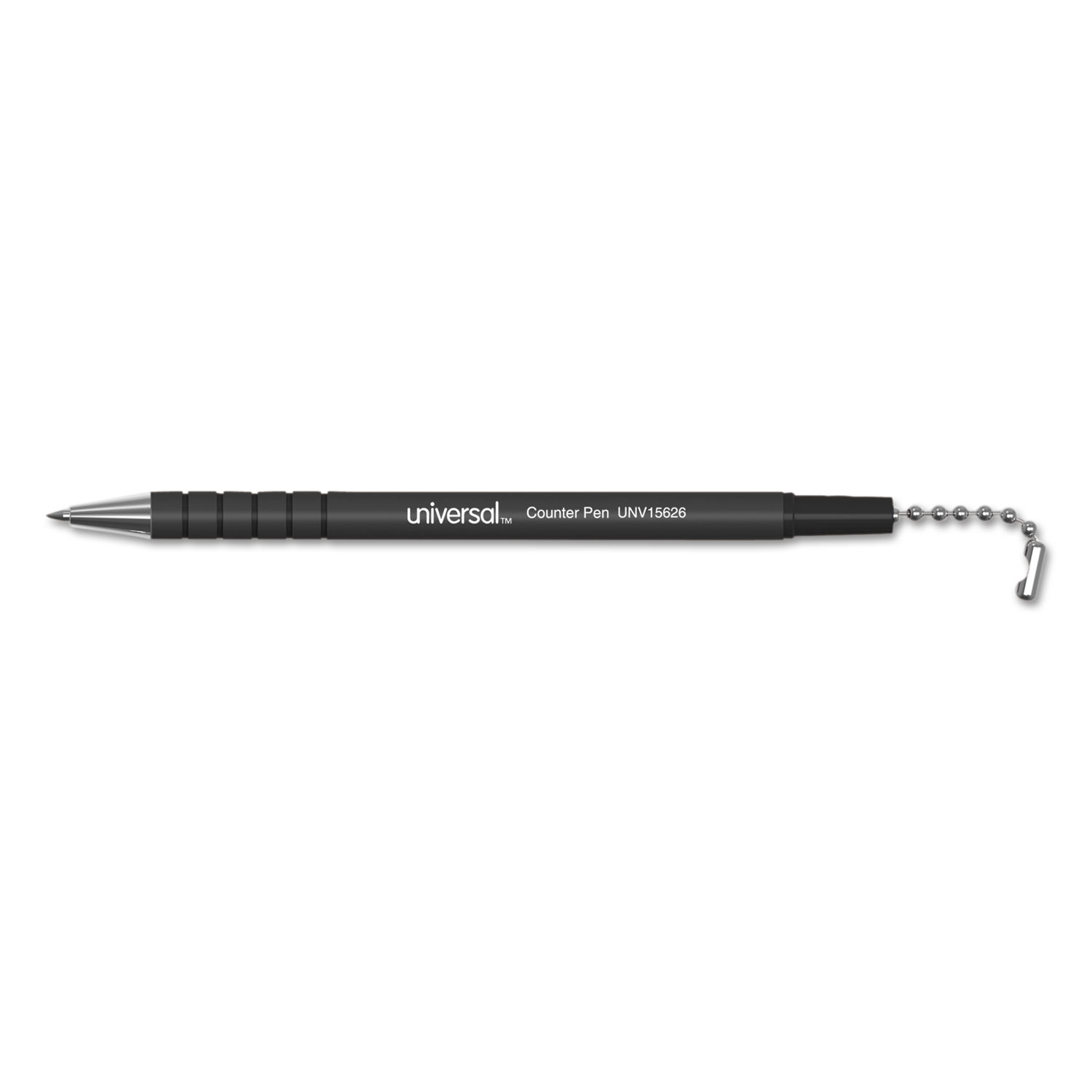  Universal UNV15625 Stick Ballpoint Counter Pen, Medium 1mm, Black Ink, Black Barrel (UNV15625) 