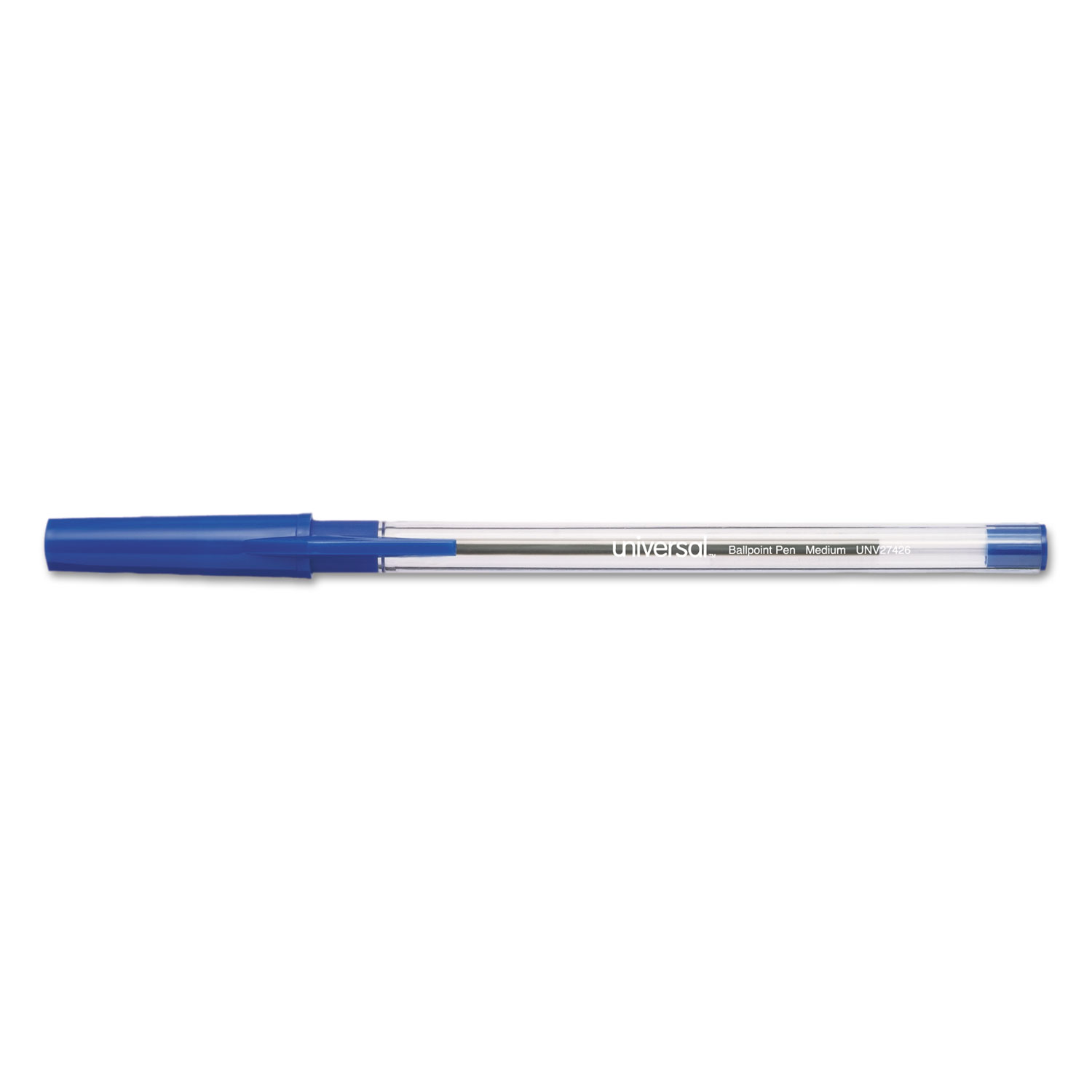 Smooth Grip Clear Barrel Stick Ballpoint Pen, 1 mm, Blue Ink, 24/PK