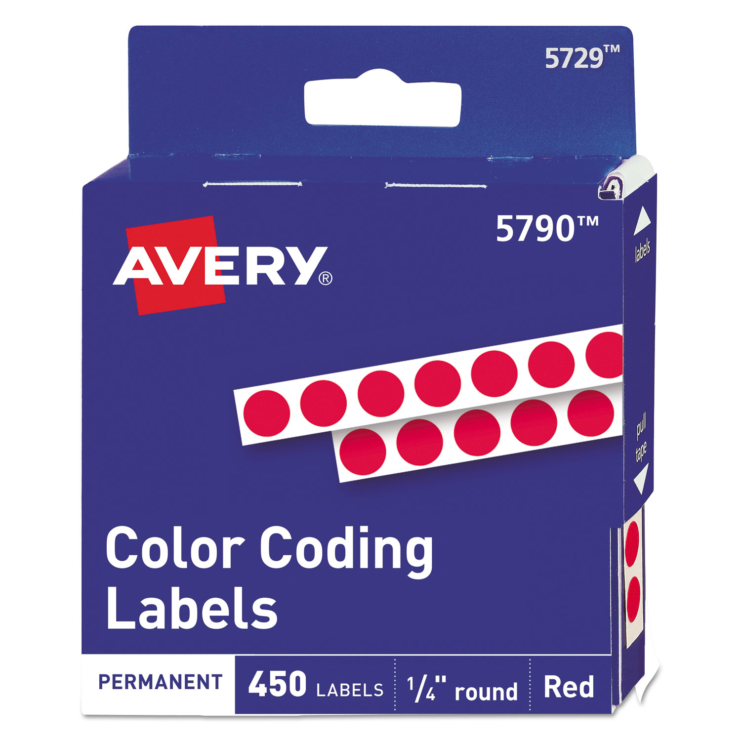  Avery 05790 Handwrite-Only Self-Adhesive Removable Round Color-Coding Labels in Dispensers, 0.25 dia., Red, 450/Roll (AVE05790) 