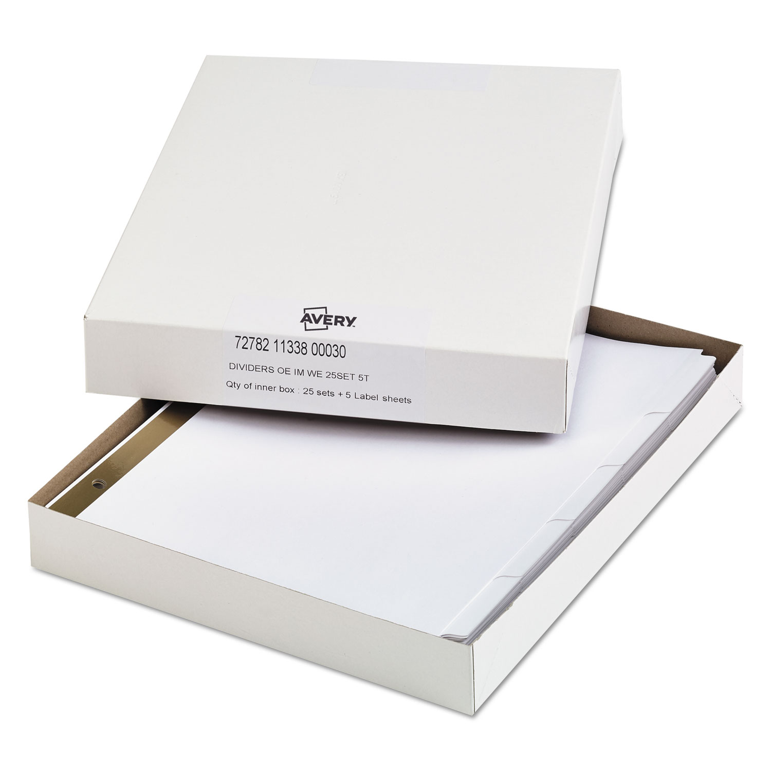  Office Essentials 11338 Index Dividers with White Labels, 5-Tab, 11 x 8.5, White, 25 Sets (AVE11338) 