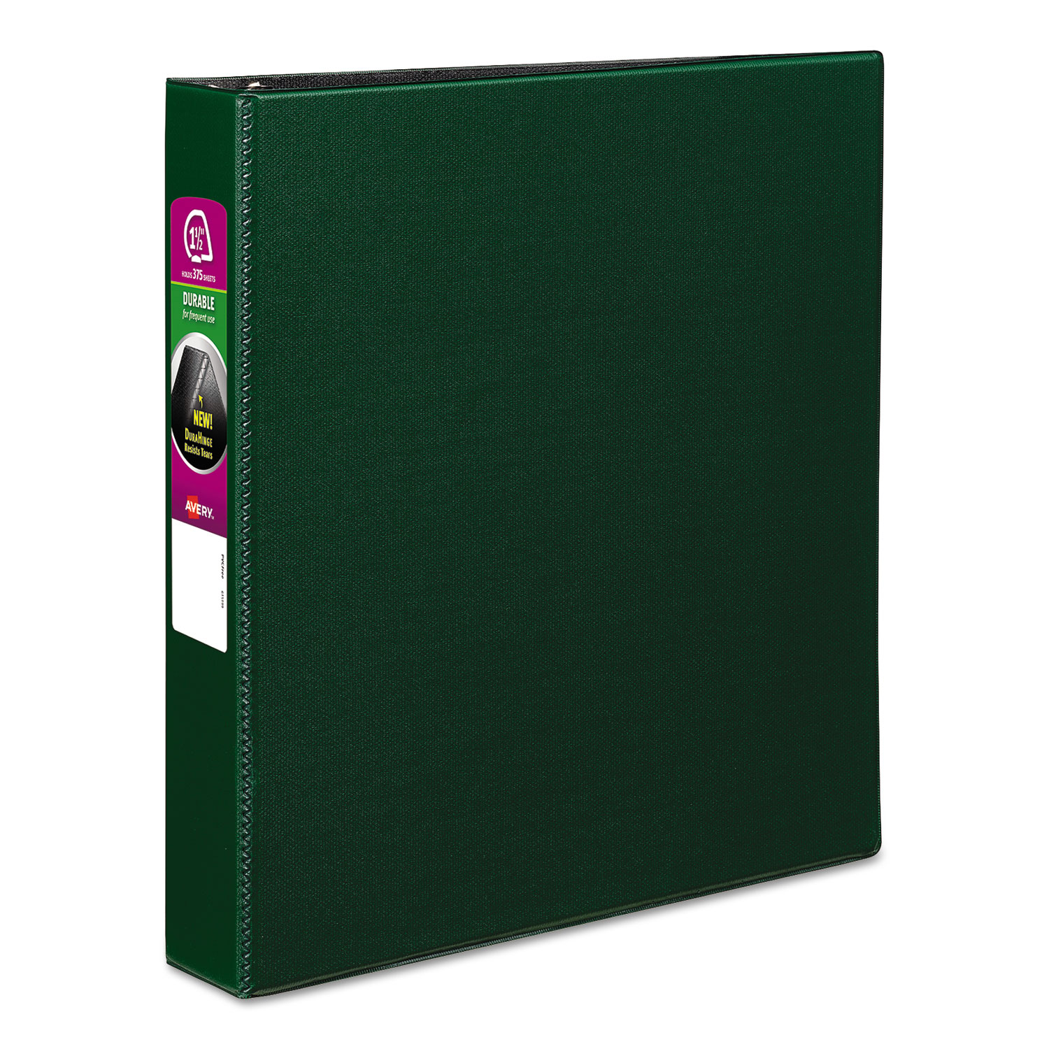  Avery 27353 Durable Non-View Binder with DuraHinge and Slant Rings, 3 Rings, 1.5 Capacity, 11 x 8.5, Green (AVE27353) 