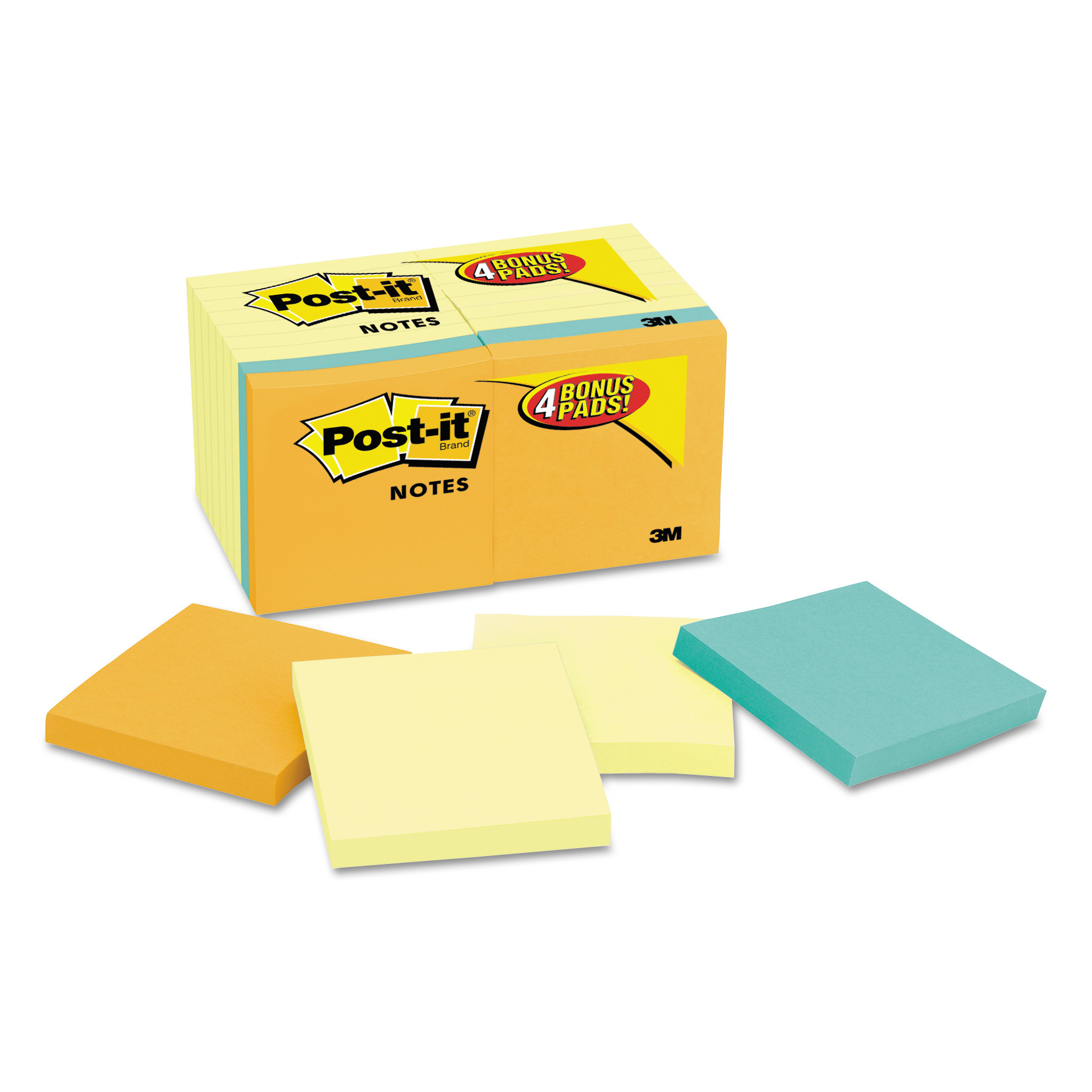 Original Pads Value Pack, 3 x 3, Canary Yellow/Cape Town, 100-Sheet, 18 Pads