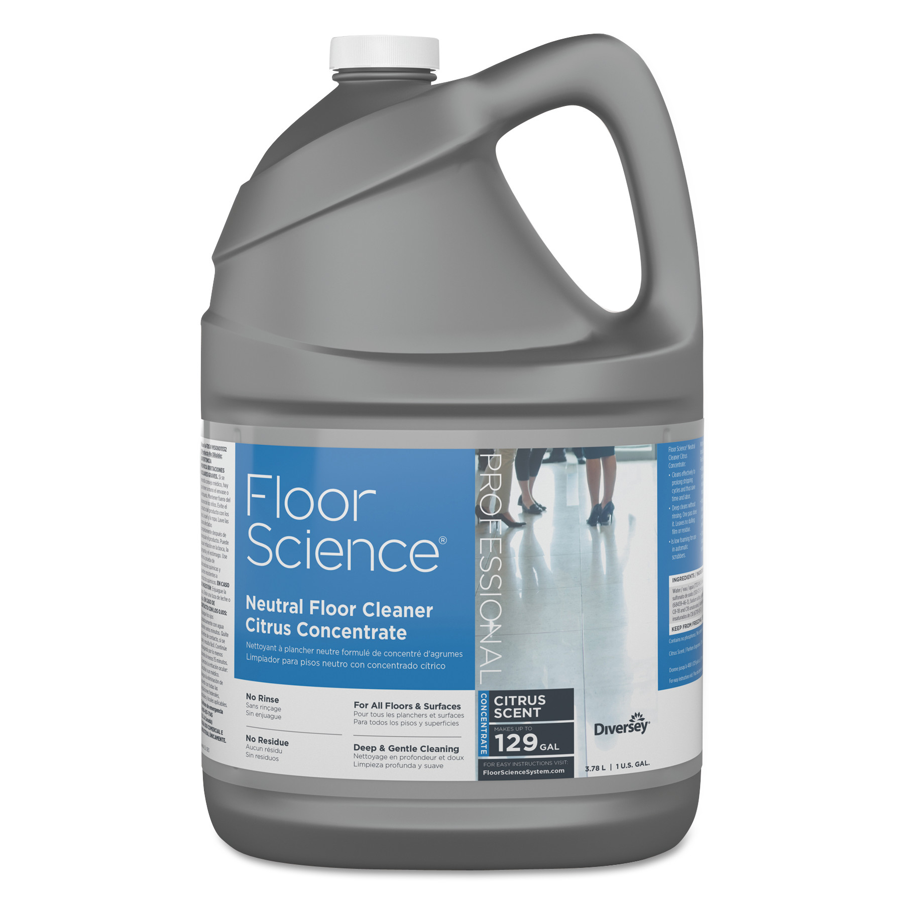  Diversey CBD540441 Floor Science Neutral Floor Cleaner Concentrate, Slight Scent, 1 gal Container (DVOCBD540441EA) 