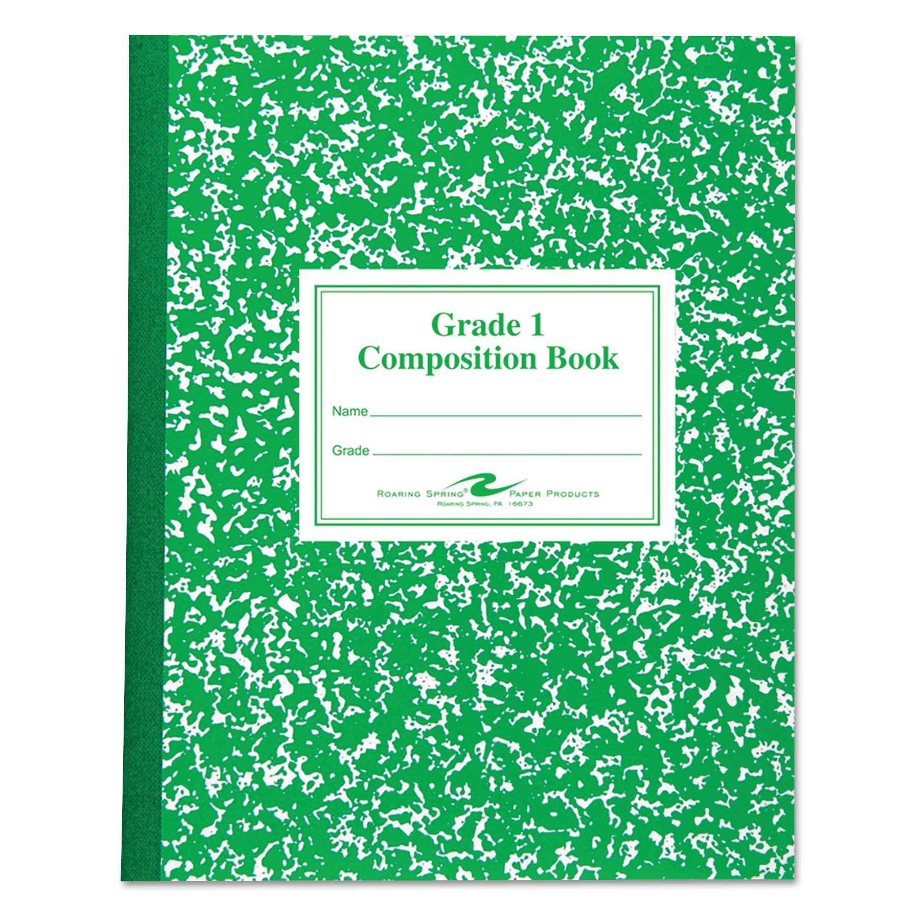  Roaring Spring 77920 Grade School Ruled Composition Book, Manuscript, Green, 9.75 x 7.75, 50 Sheets (ROA77920) 