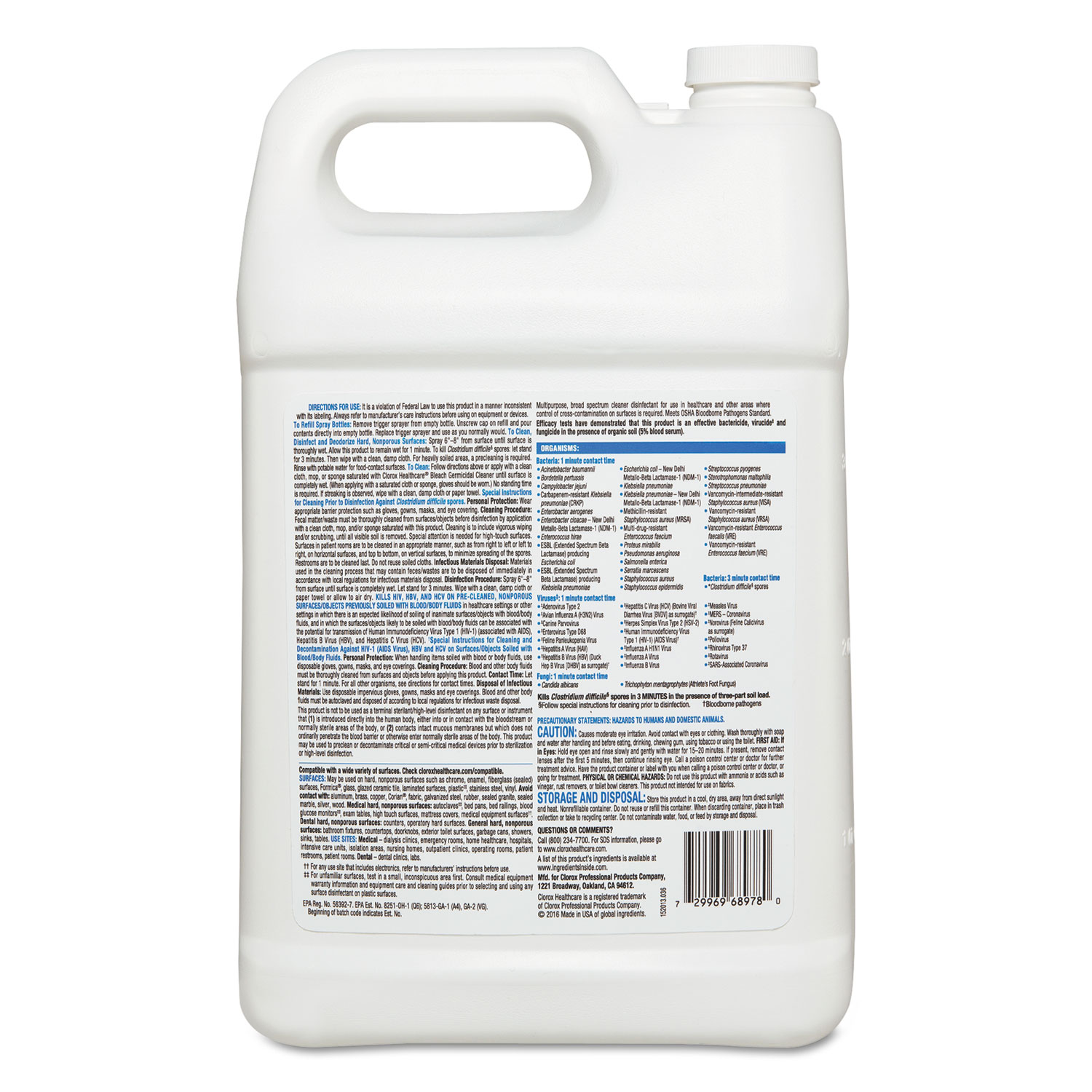 Bleach Germicidal Cleaner, 128 oz Refill Bottle