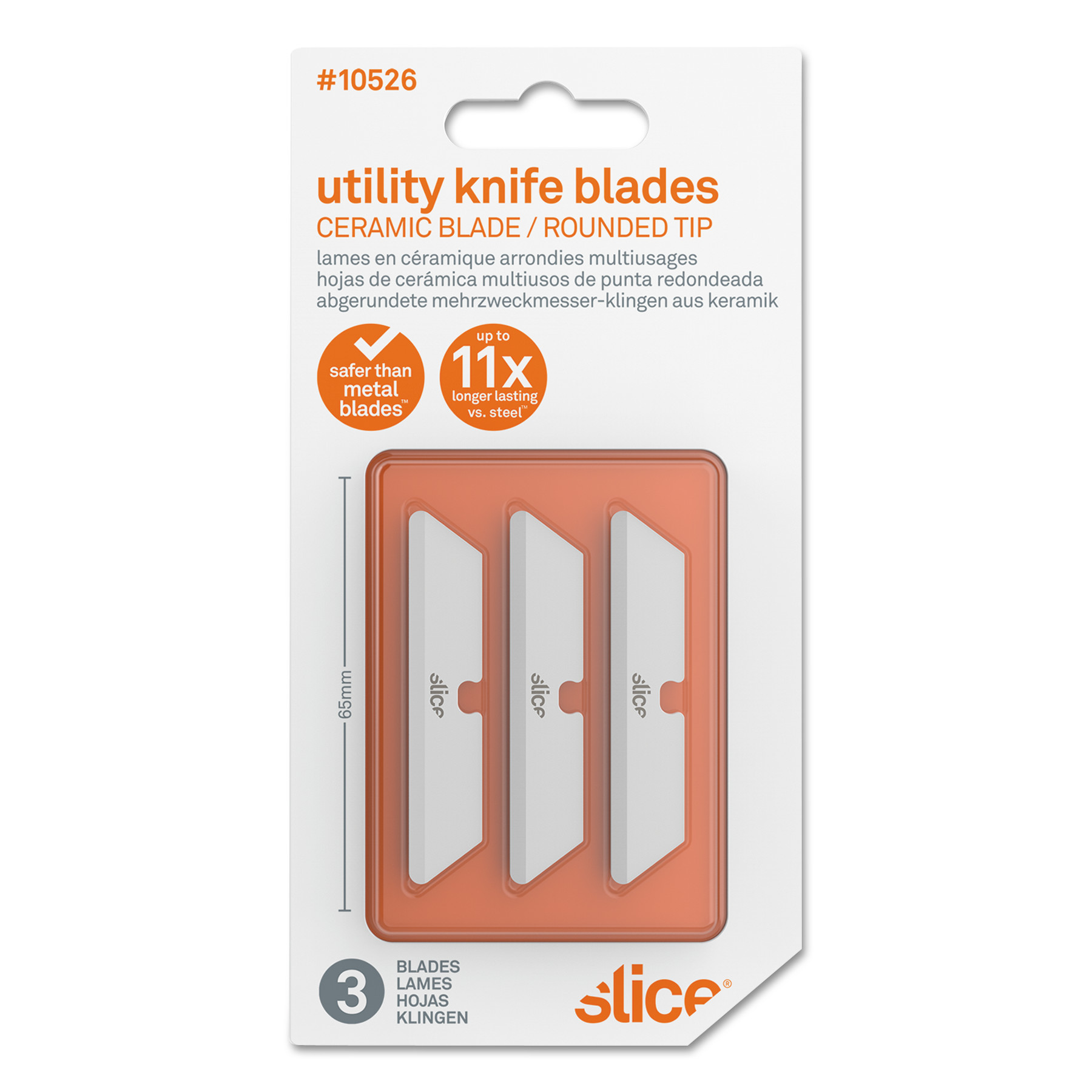  slice 10526 Safety Utility Knife Blades, Rounded Tip, Ceramic Zirconium Oxide, 3/Pack (SLI10526) 