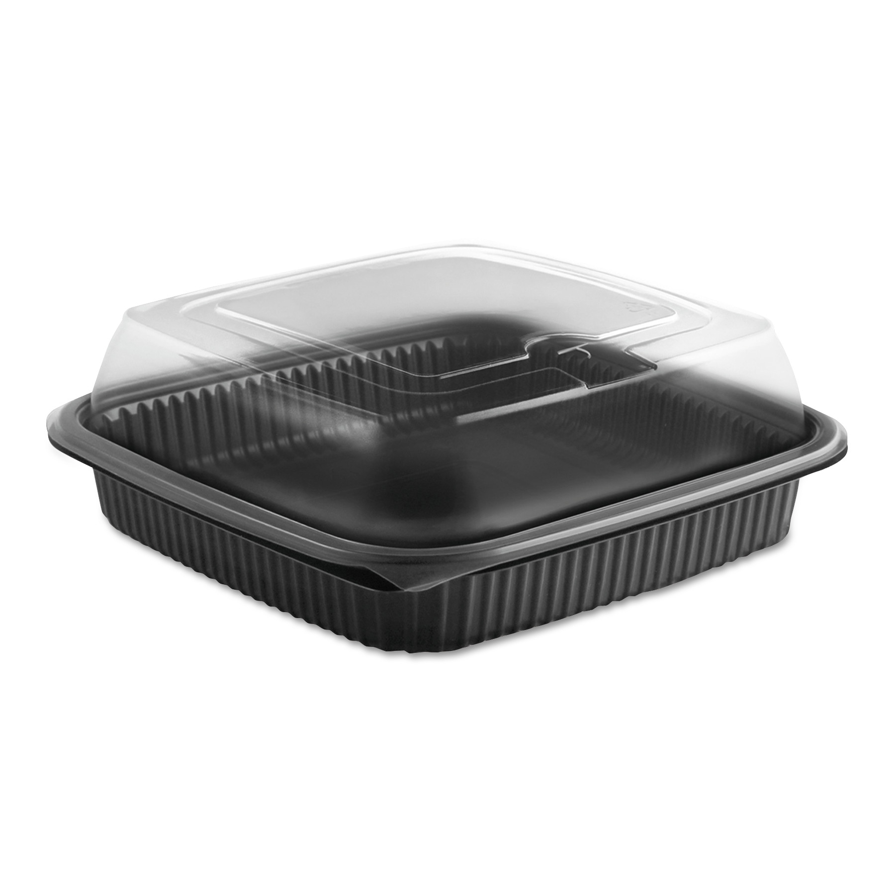  Anchor Packaging 4118515 Culinary Squares 2-Piece Microwavable Container, 36 oz, Clear/Black, 8.46 x 8.46 x 2.91,150/Carton (ANZ4118515) 