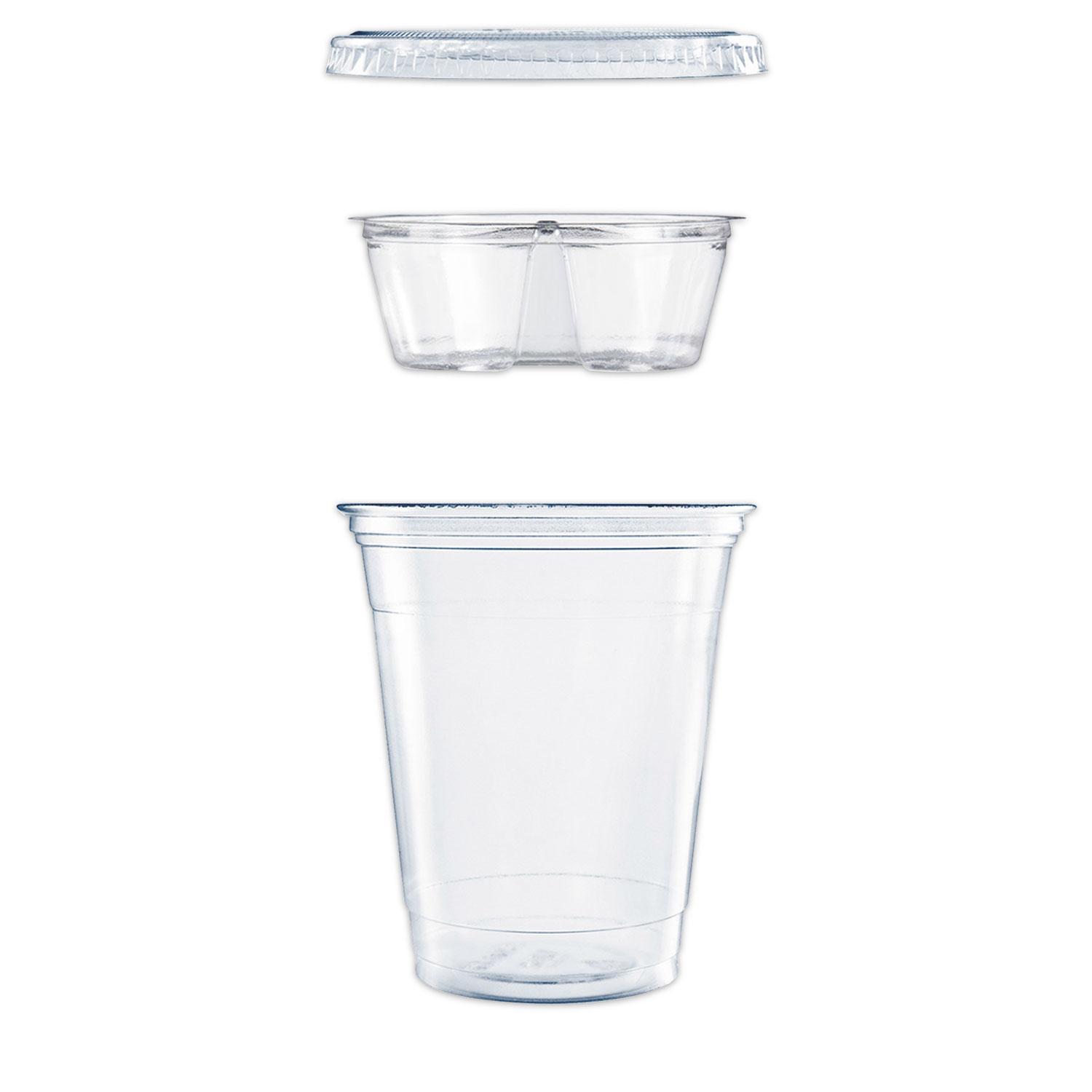  Dart PF35C1CP Clear PET Cups with Single Compartment Insert, 12 oz, Clear, 500/Carton (DCCPF35C1CP) 
