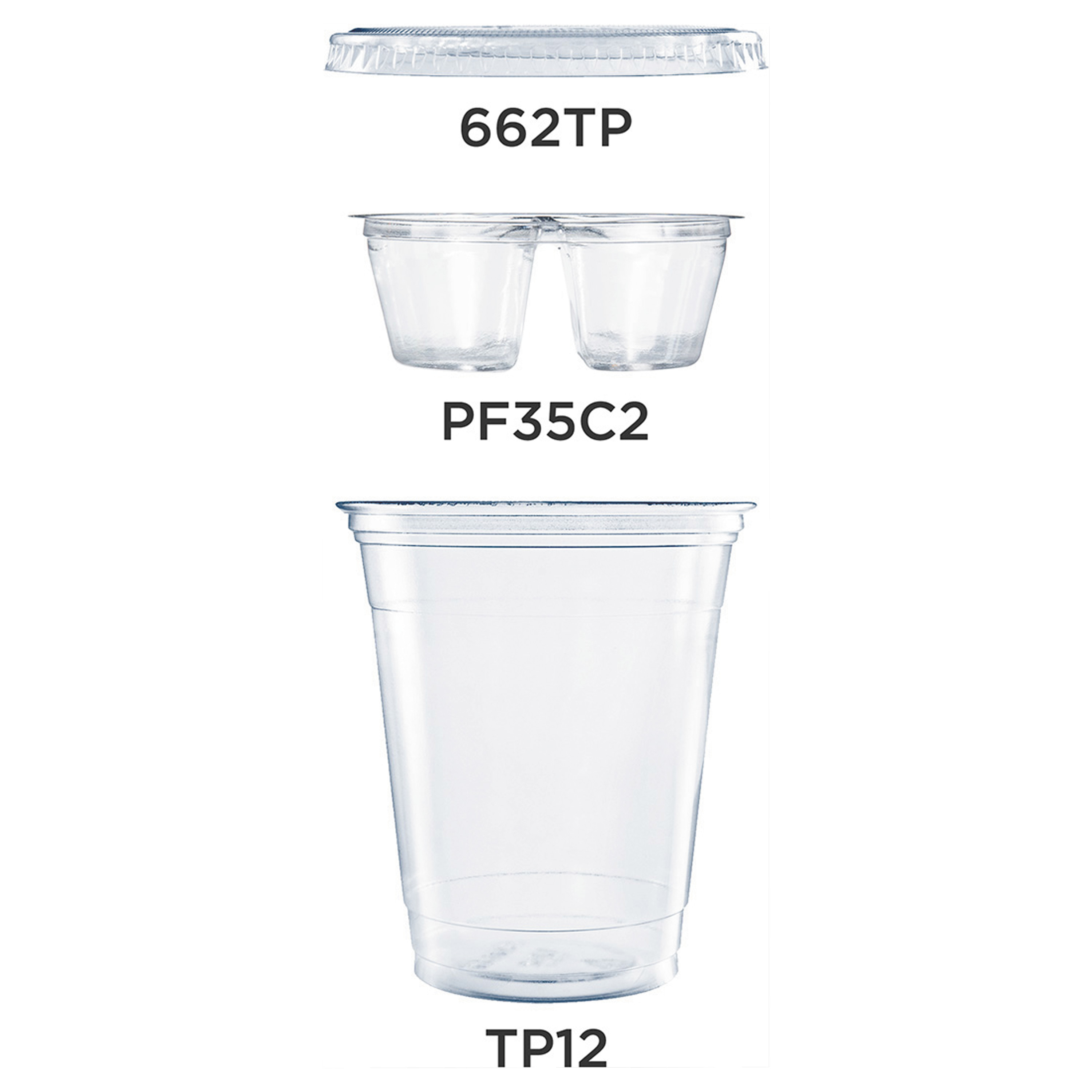  Dart PF35C2CP Clear PET Cups with Two Compartment Insert, 12 oz, Clear, 500/Carton (DCCPF35C2CP) 