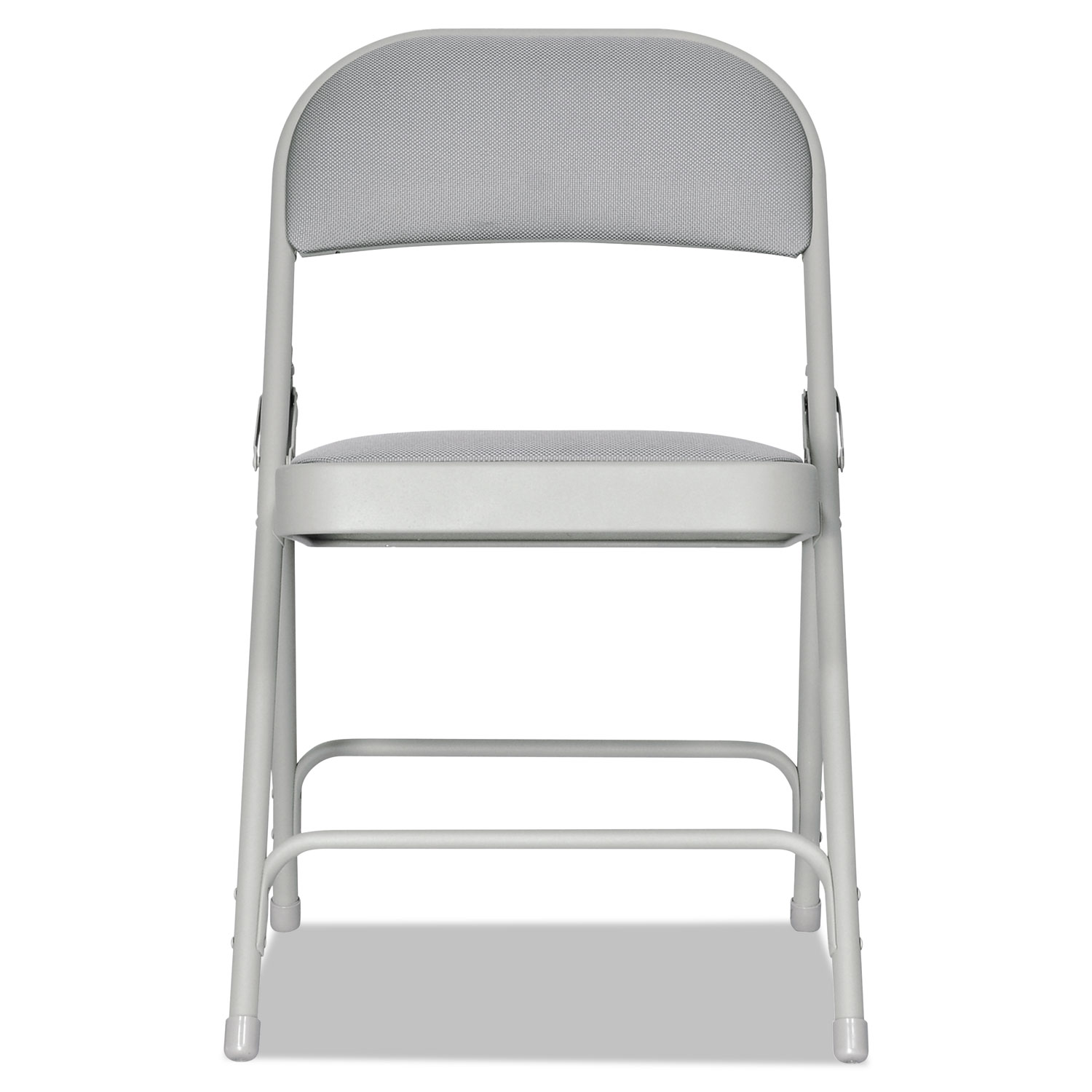 Steel Folding Chair with Two-Brace Support, Fabric Back/Seat, Light Gray, 4/CT