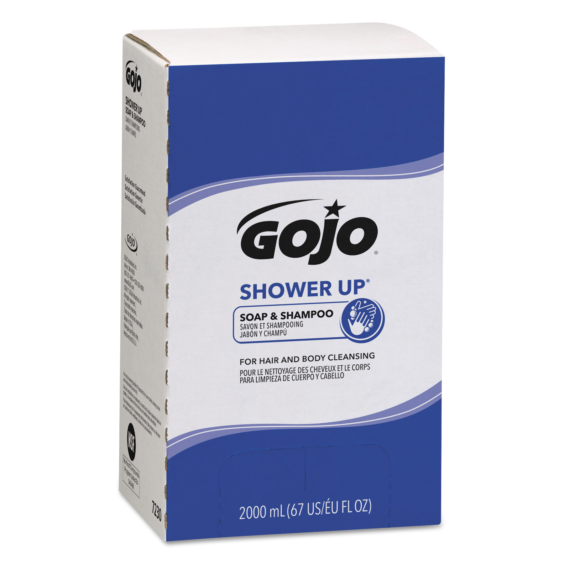 GOJO 7230-04 SHOWER UP Soap and Shampoo, Rose Colored, Pleasant Scent, 2000mL Refill, 4/CT (GOJ7230) 