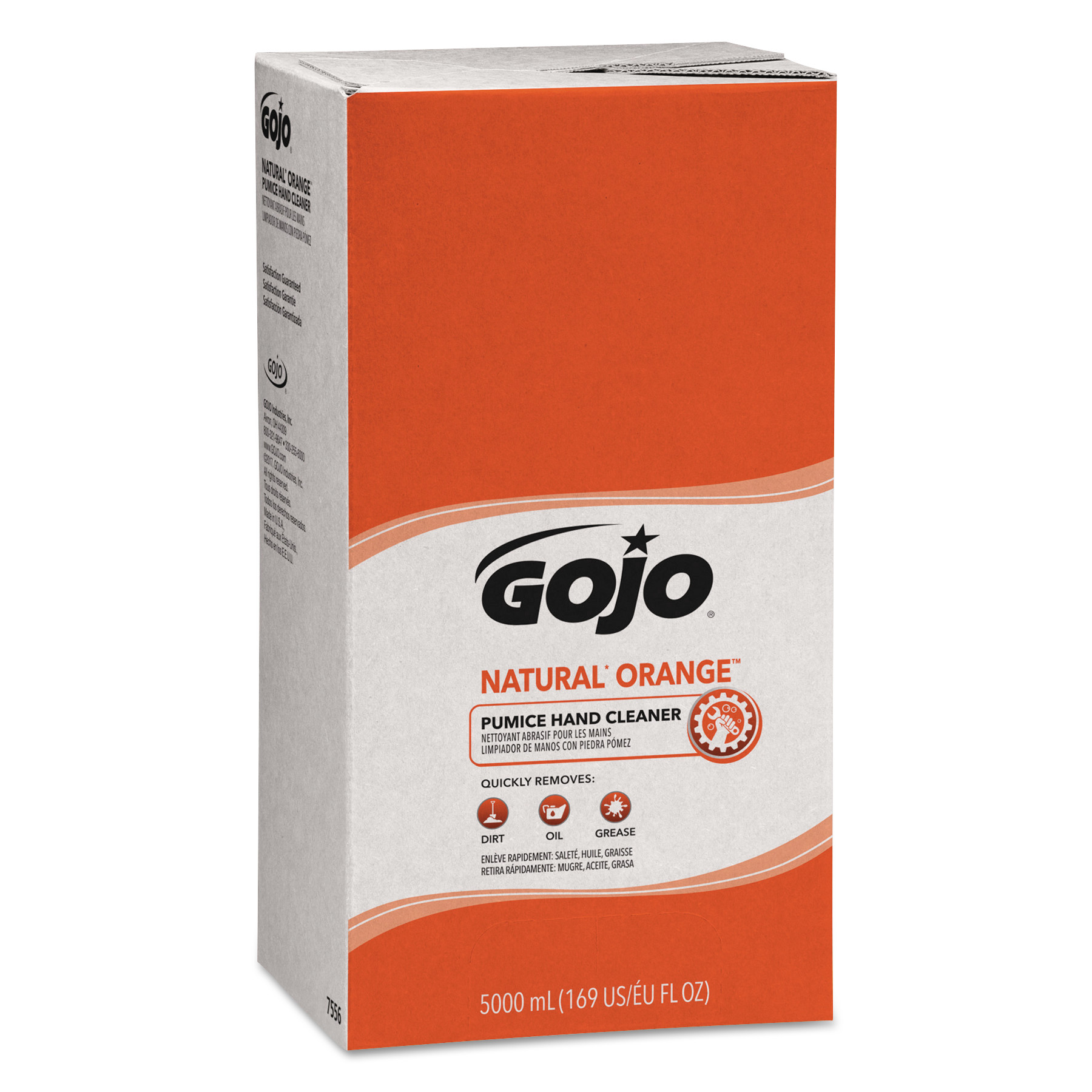 GOJO 7556-02 NATURAL ORANGE Pumice Hand Cleaner Refill, Citrus Scent, 5000 mL, 2/Carton (GOJ7556) 