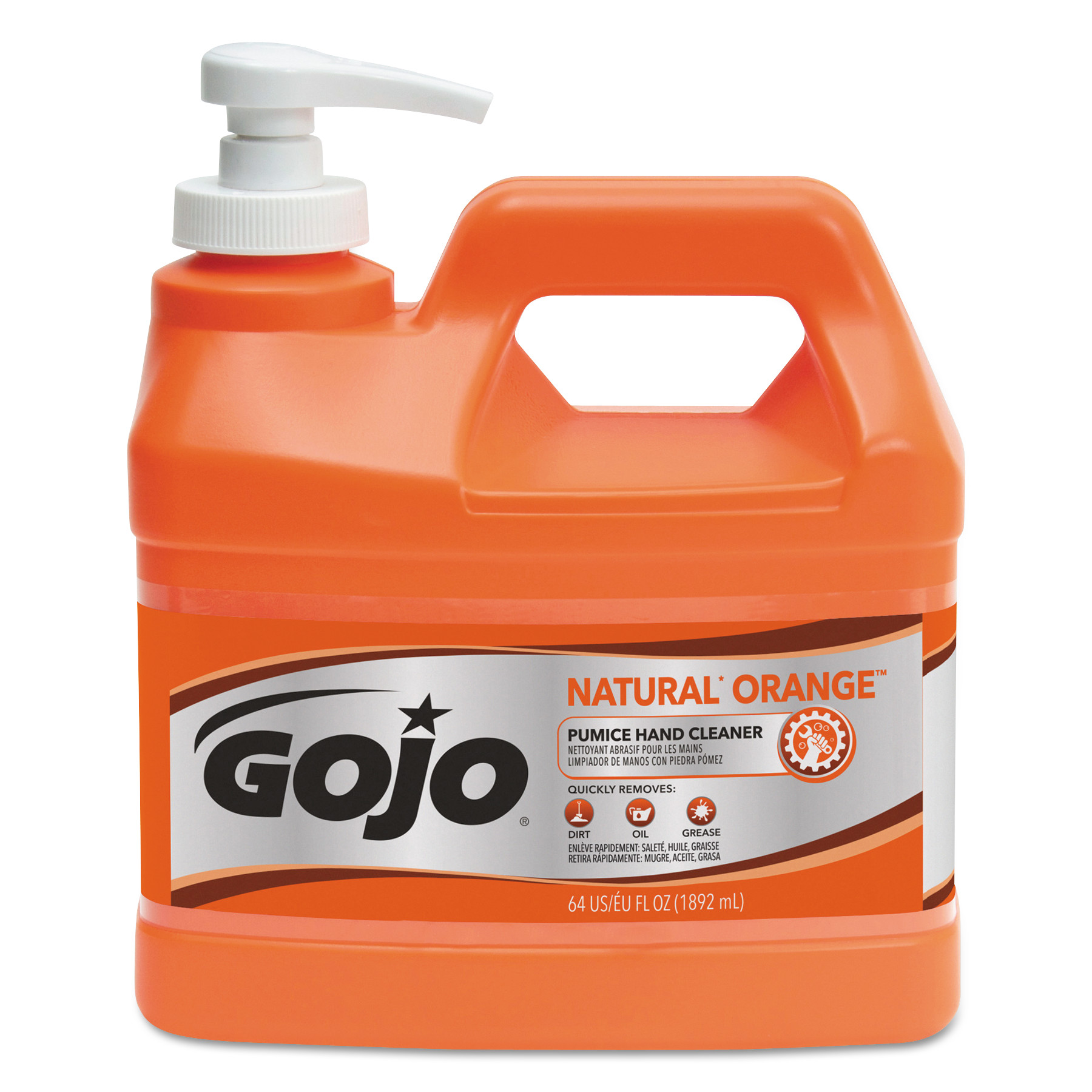  GOJO 0958-04 NATURAL ORANGE Pumice Hand Cleaner, Citrus, 0.5 gal Pump Bottle, 4/Carton (GOJ095804) 