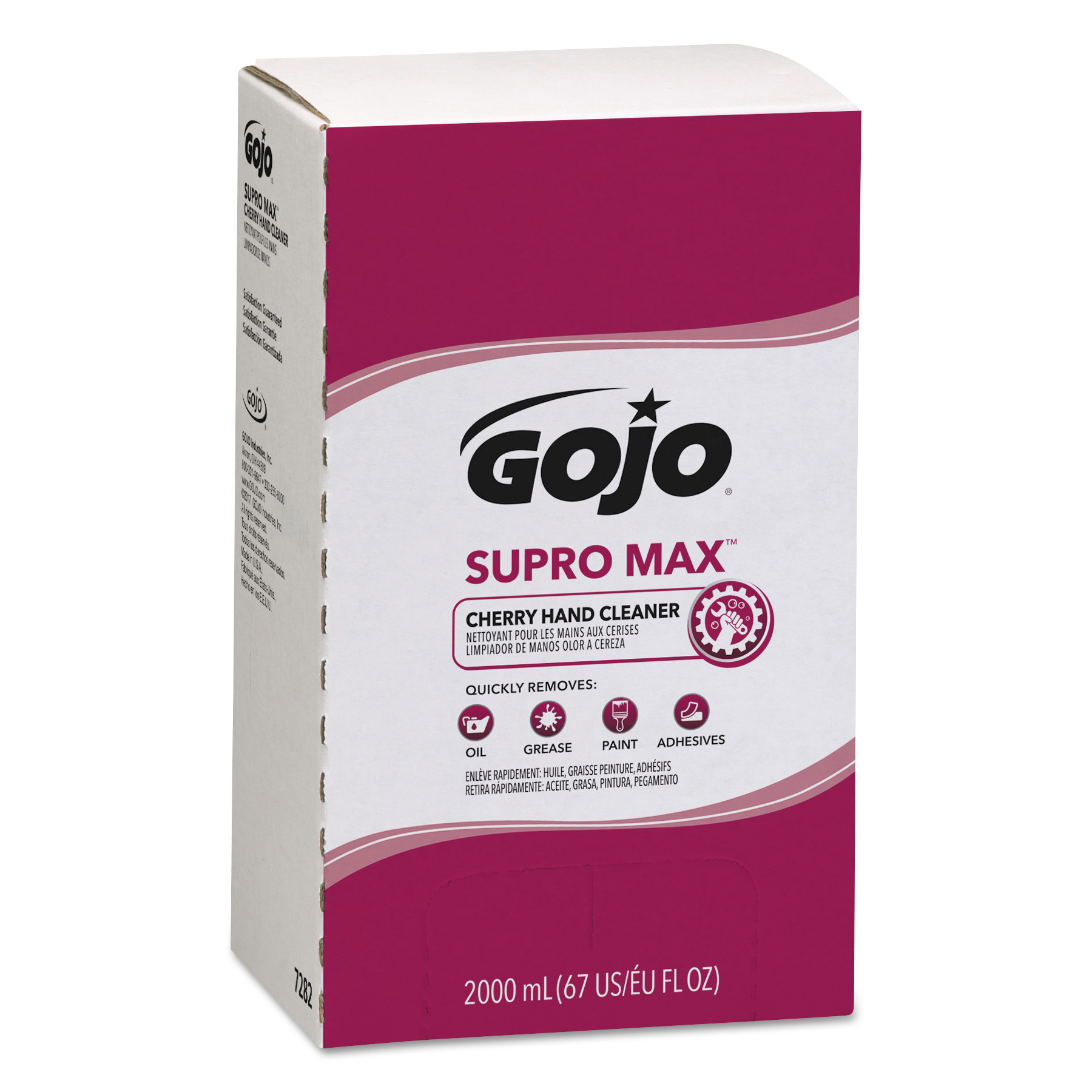  GOJO 7282-04 SUPRO MAX Cherry Lotion Hand Cleaner, 2000 ml Refill, 4/Carton (GOJ728204) 