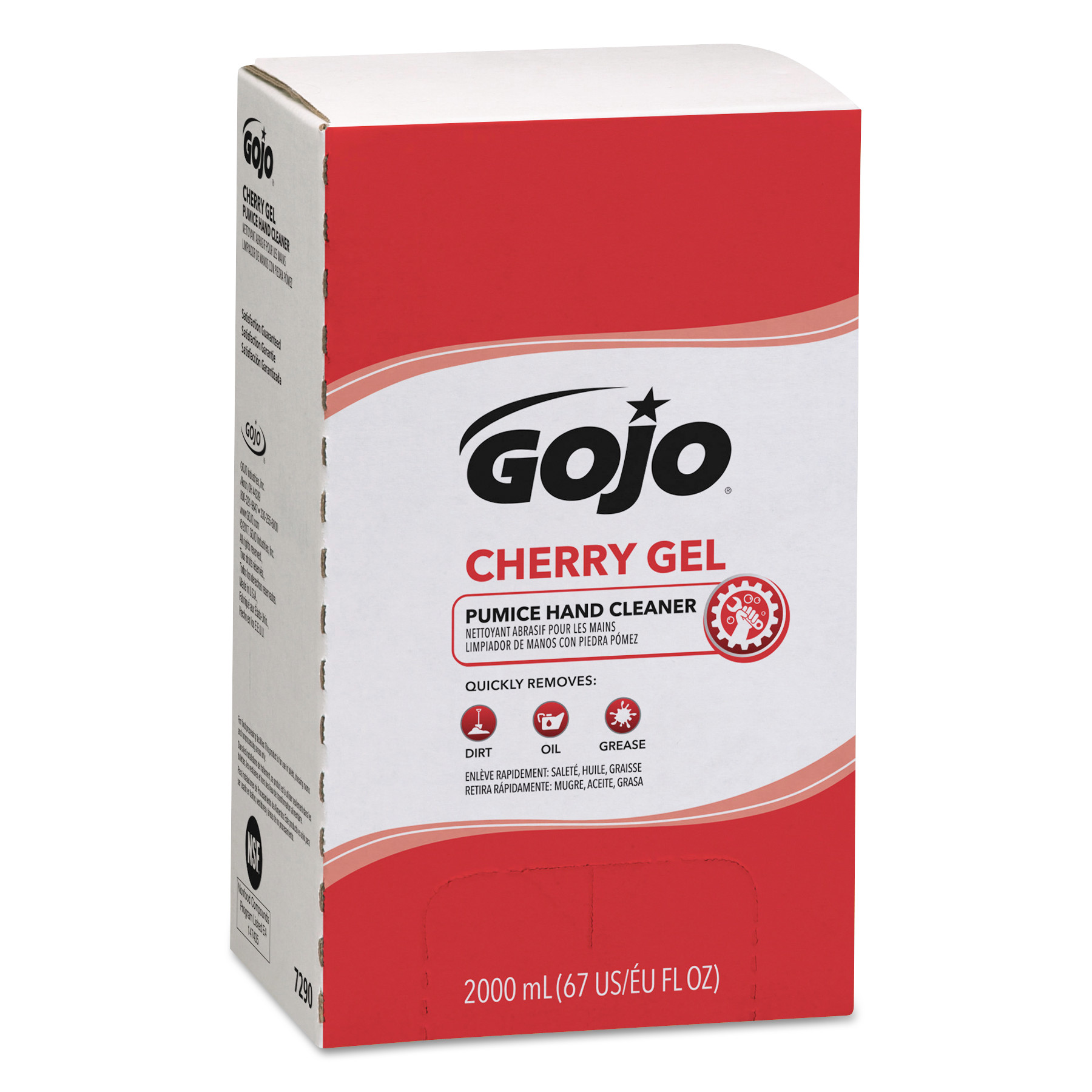  GOJO 7290-04 Cherry Gel Pumice Hand Cleaner, 2000 ml Refill, 4/Carton (GOJ729004) 