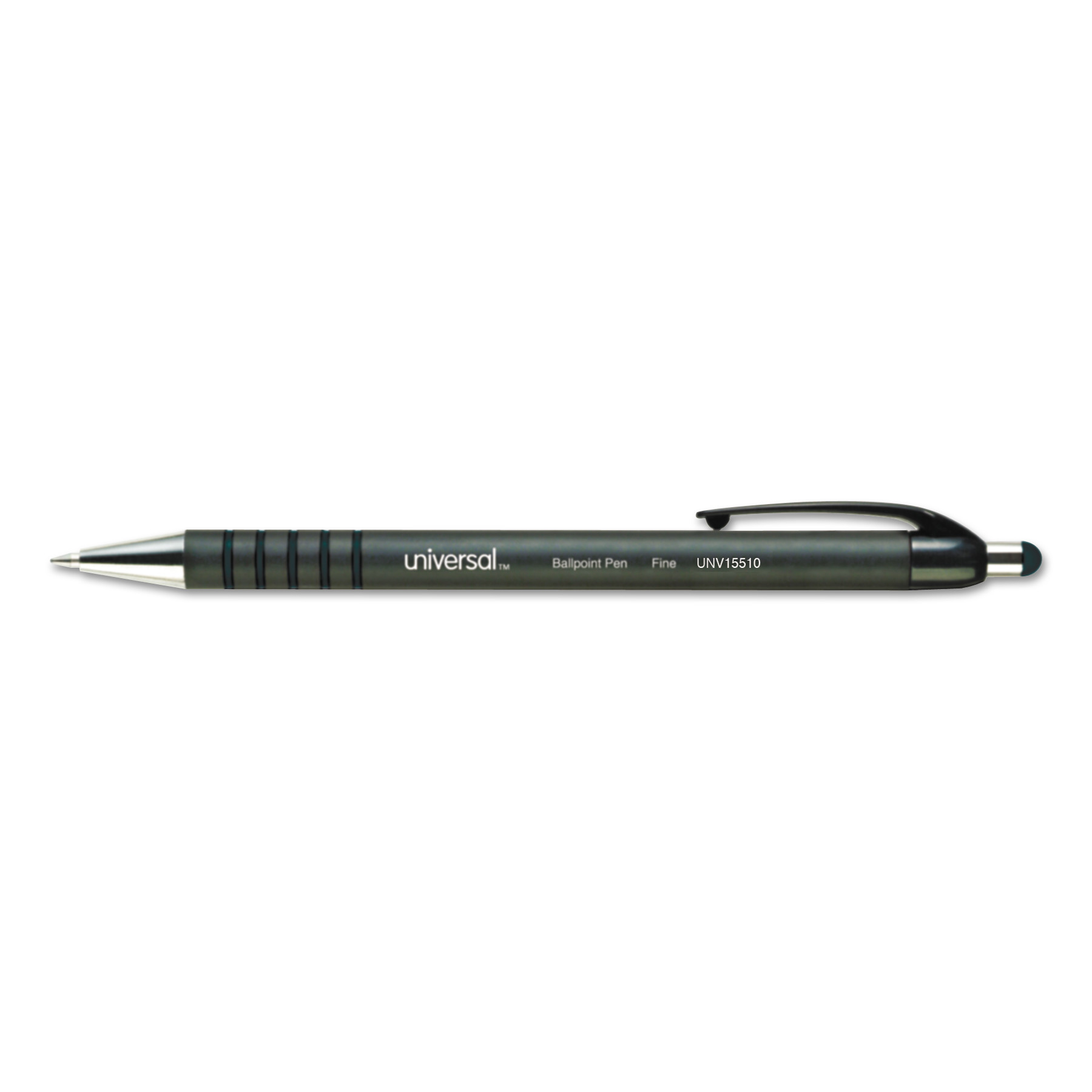  Universal UNV15510 Retractable Ballpoint Pen, Medium 1mm, Black Ink/Barrel, Dozen (UNV15510) 