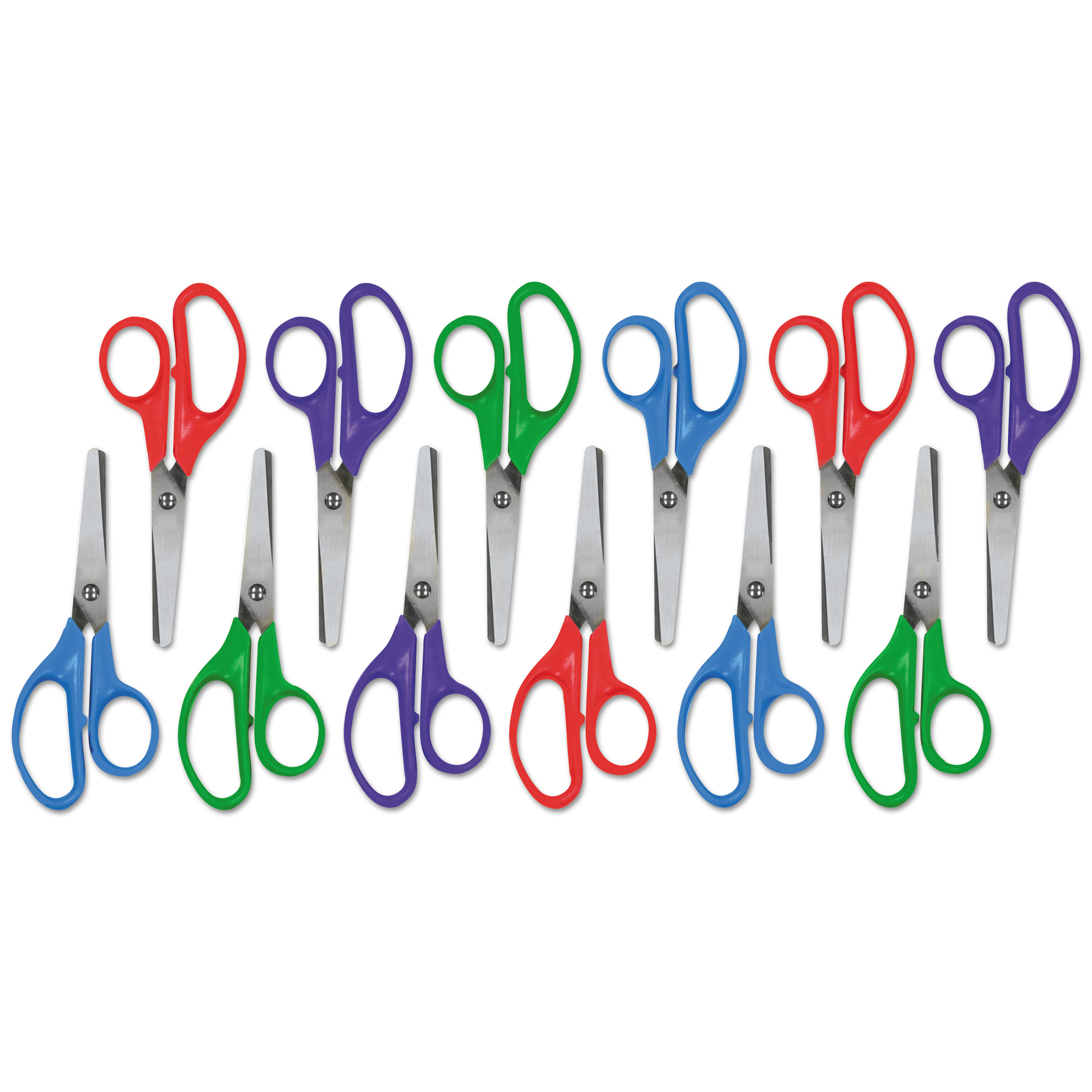  Universal UNV92023 Kids' Scissors, Rounded Tip, 5 Long, 1.75 Cut Length, Assorted Straight Handles, 12/Pack (UNV92023) 