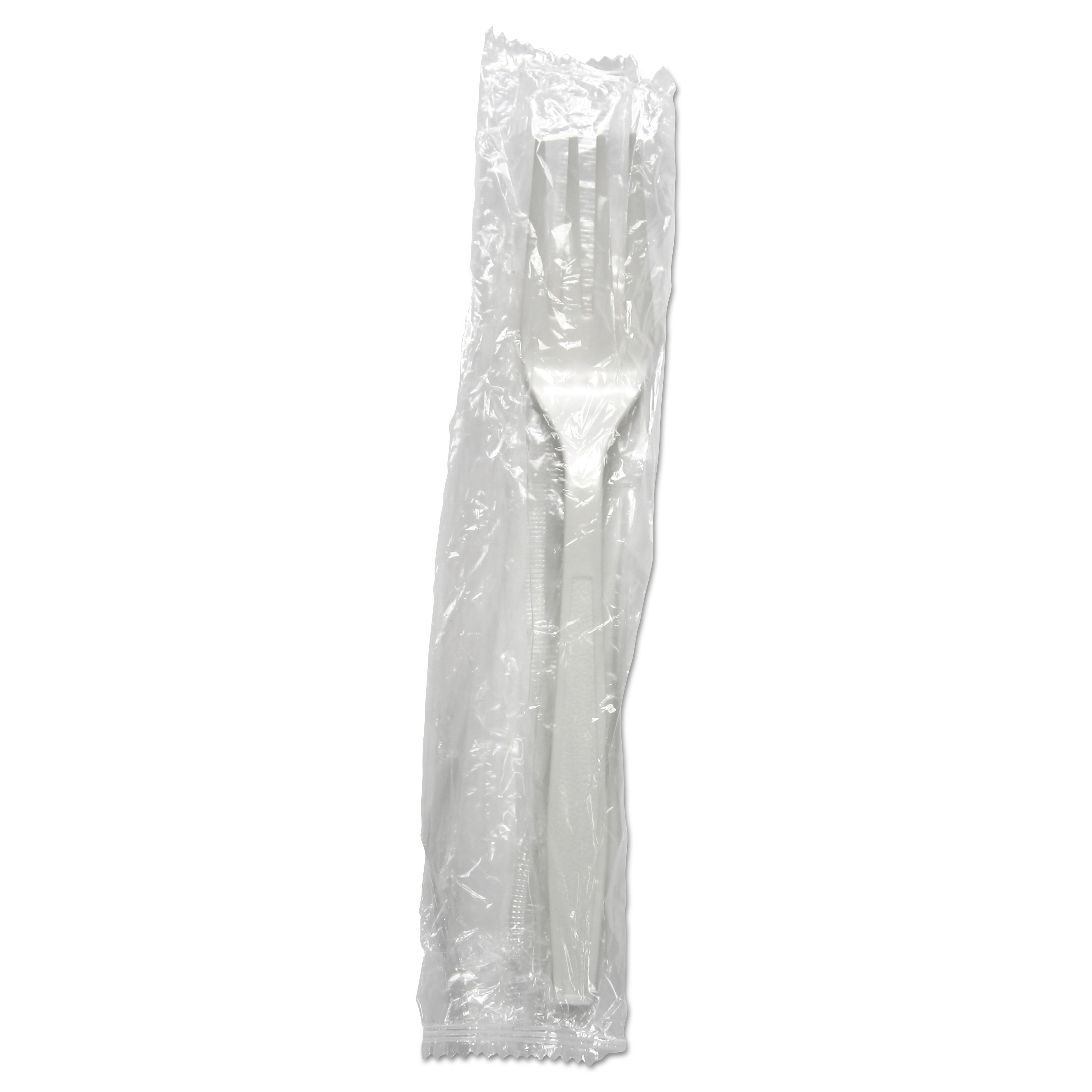 Heavyweight Wrapped Polypropylene Cutlery, Fork, White, 1000/Carton