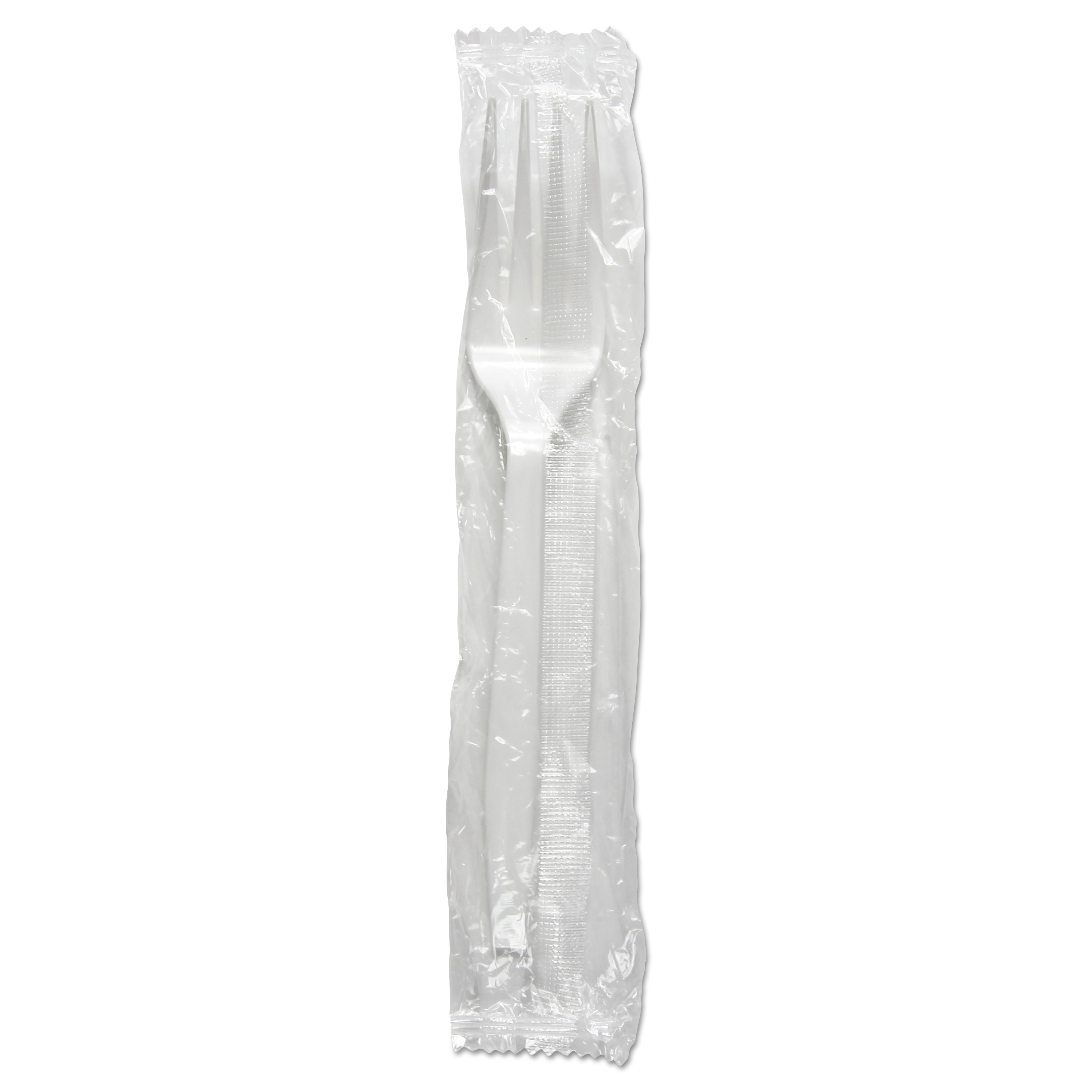 Mediumweight Wrapped Polystyrene Cutlery, Fork, White, 1000/Carton