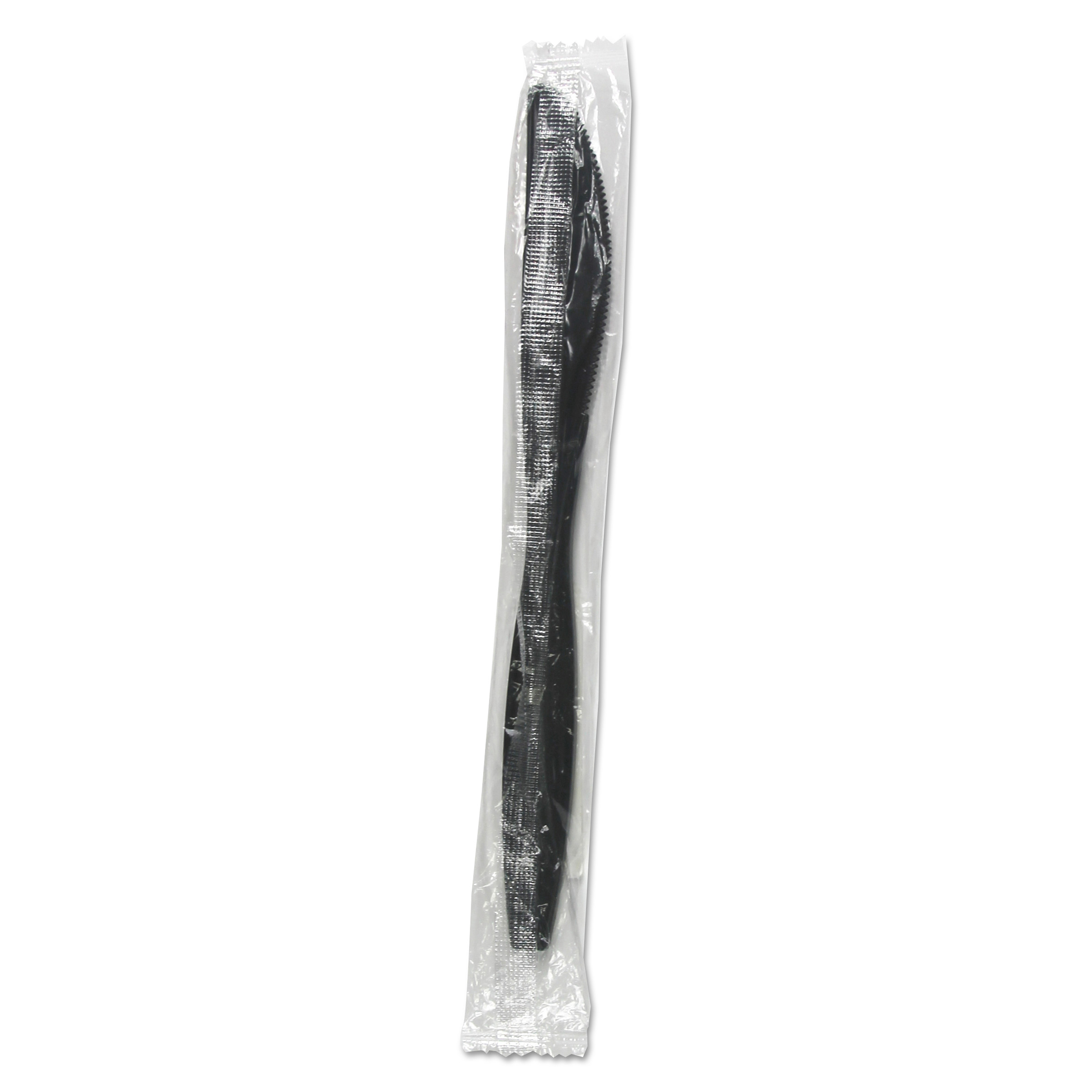 Heavyweight Wrapped Polypropylene Cutlery, Knife, Black, 1000/Carton
