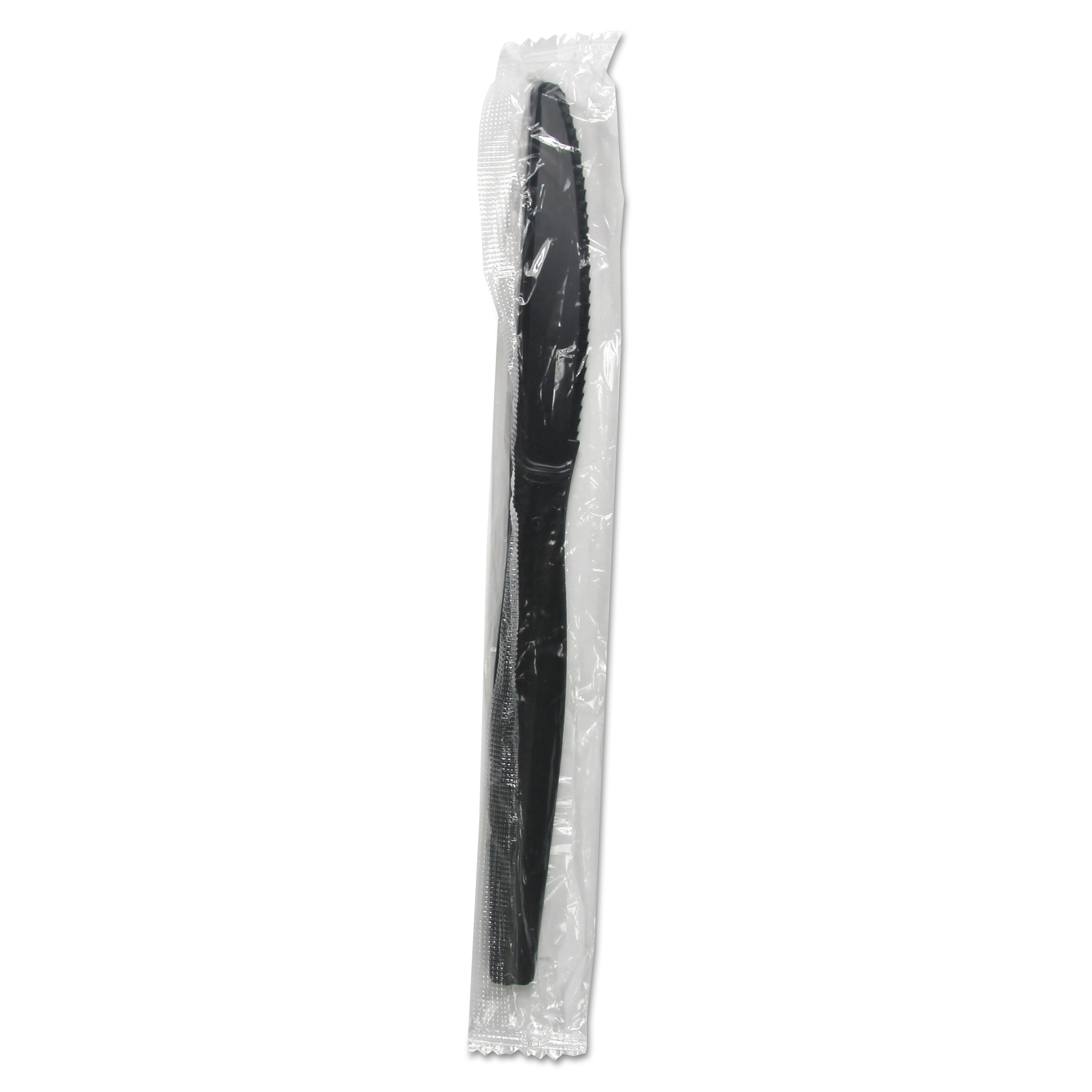 Heavyweight Wrapped Polystyrene Cutlery, Knife, Black, 1000/Carton