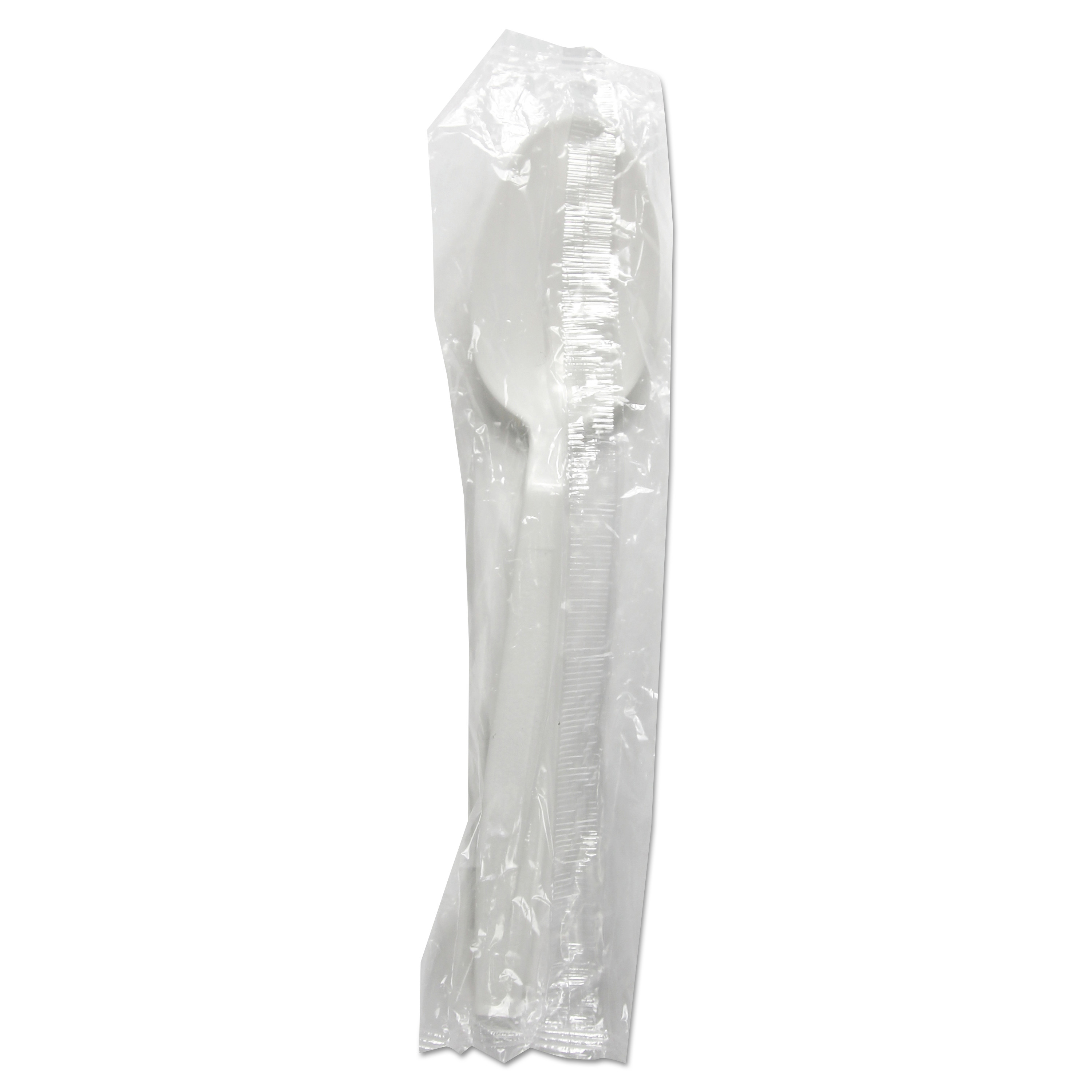Heavyweight Wrapped Polypropylene Cutlery, Teaspoon, White, 1000/Carton