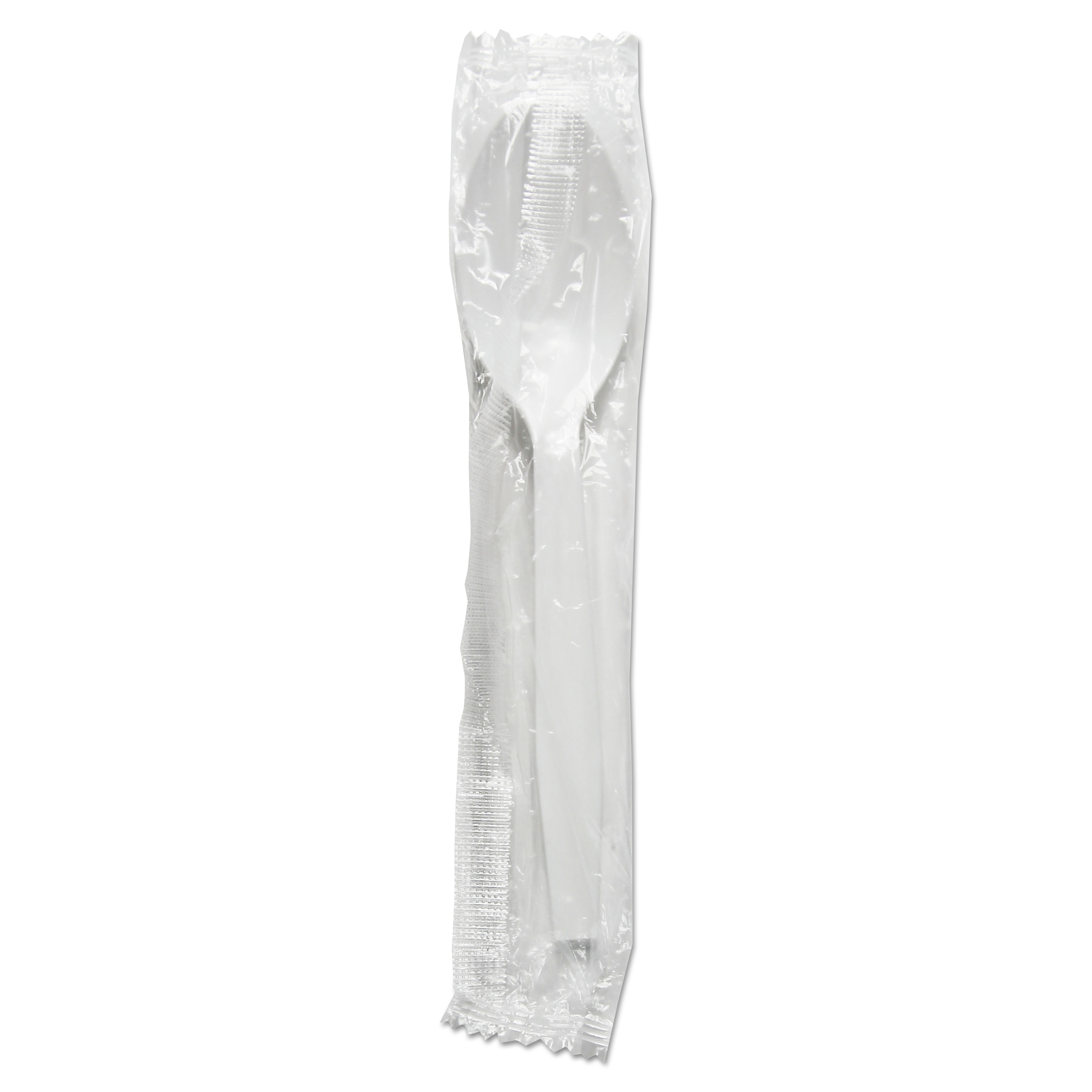 Mediumweight Wrapped Polystyrene Cutlery, Teaspoon, White, 1000/Carton