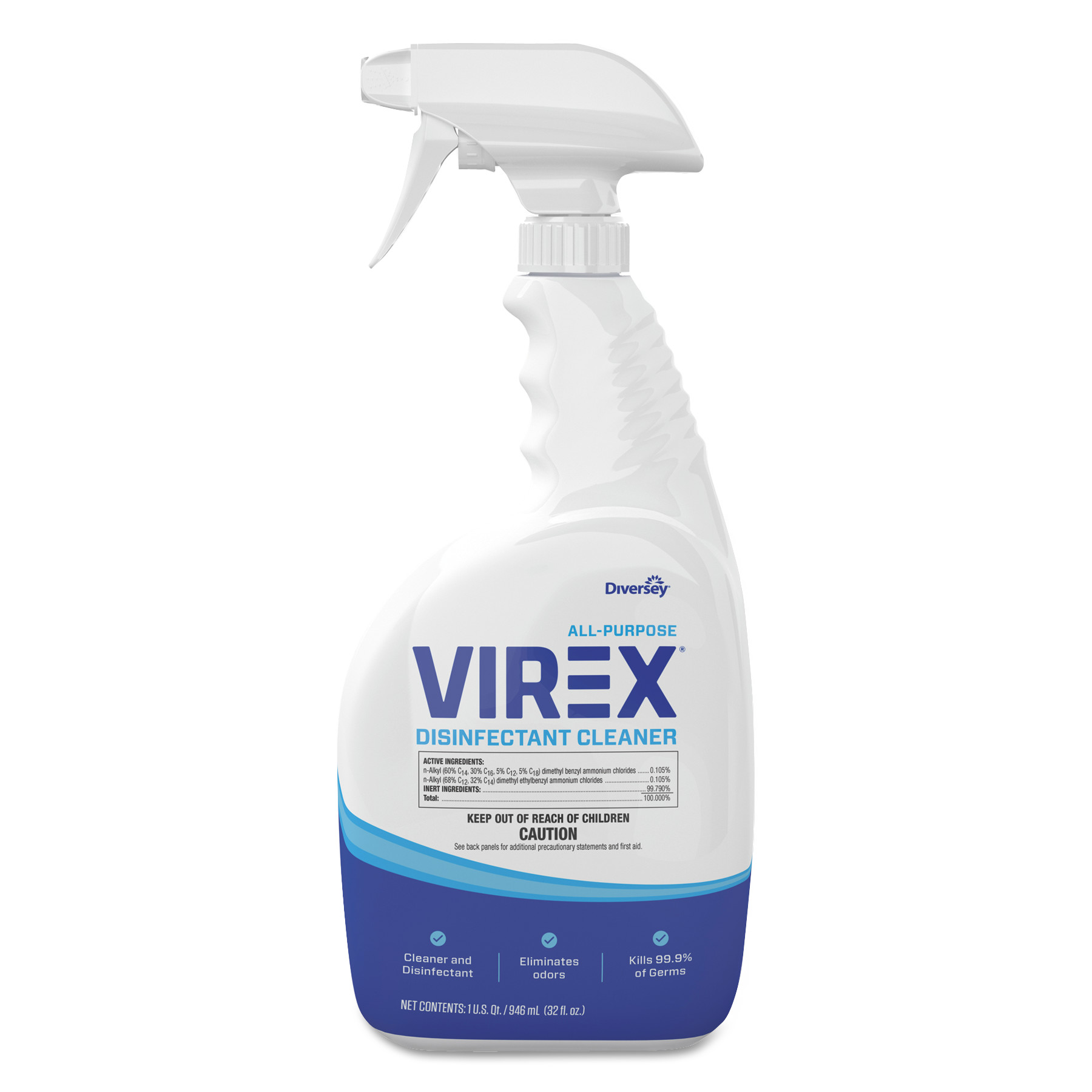  Diversey CBD540533 Virex All-Purpose Disinfectant Cleaner, Citrus Scent, 32 oz Spray Bottle, 8/CT (DVOCBD540533) 