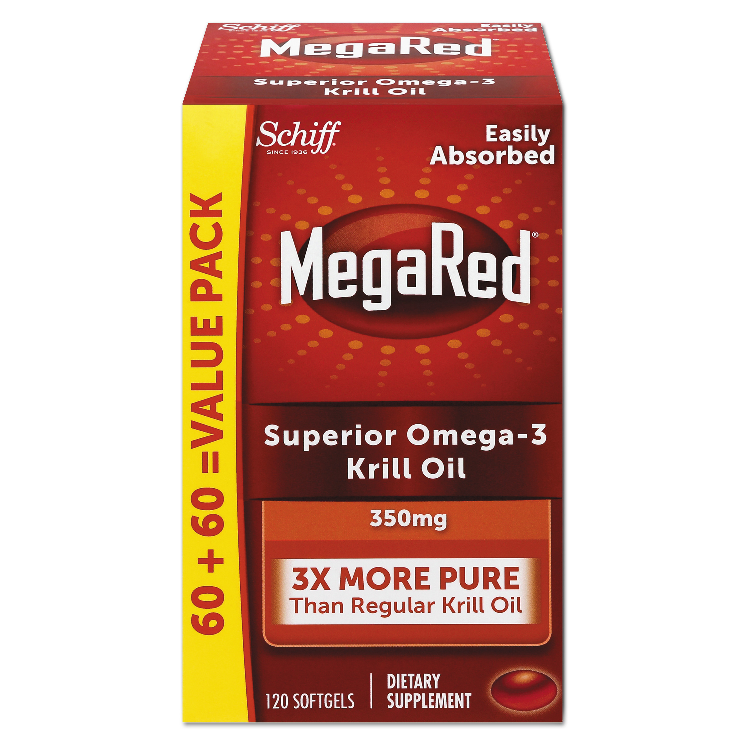  MegaRed 20525-95330 Omega-3 Krill Oil Softgel, 120/Bottle (MEG95330EA) 