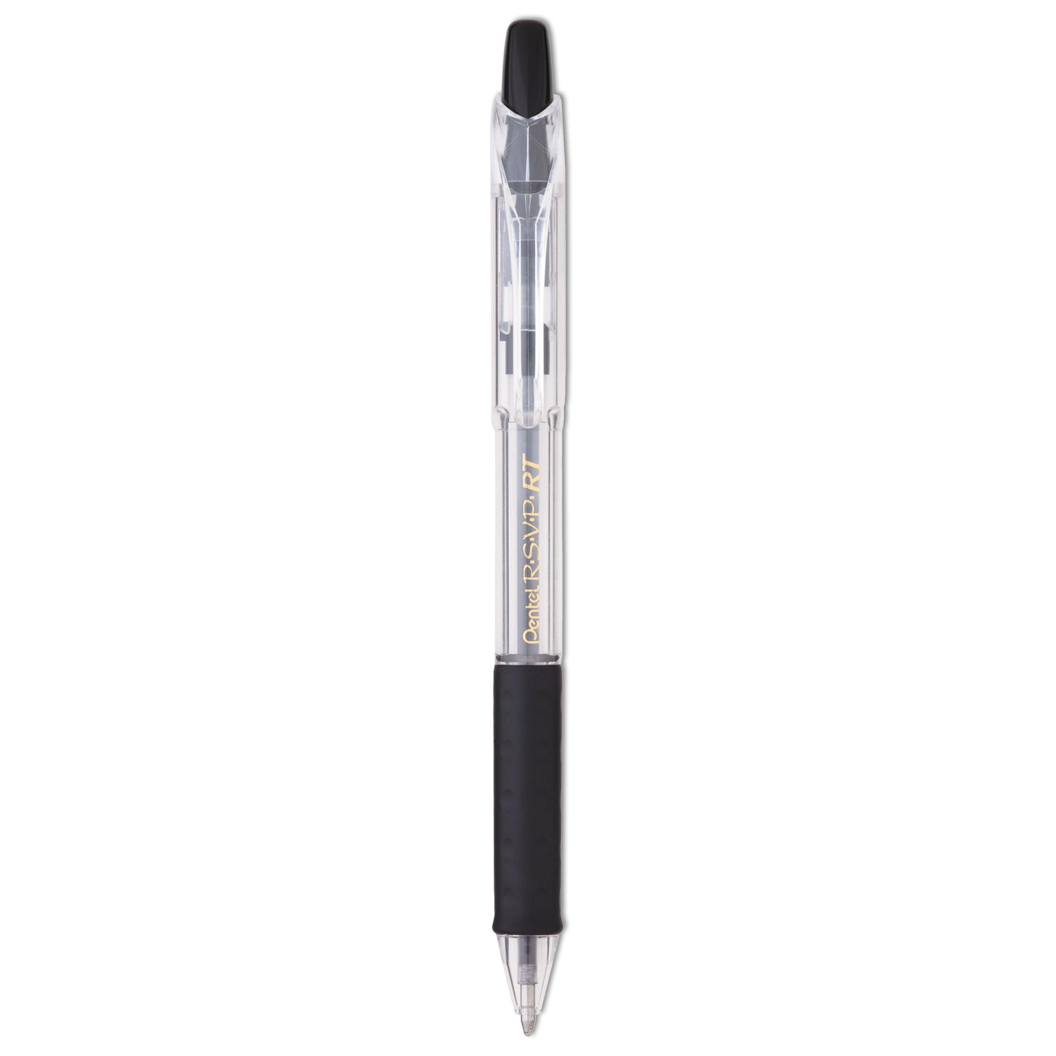  Pentel BK93-A R.S.V.P. RT Retractable Ballpoint Pen, 1mm, Black Ink, Clear Barrel, Dozen (PENBK93A) 