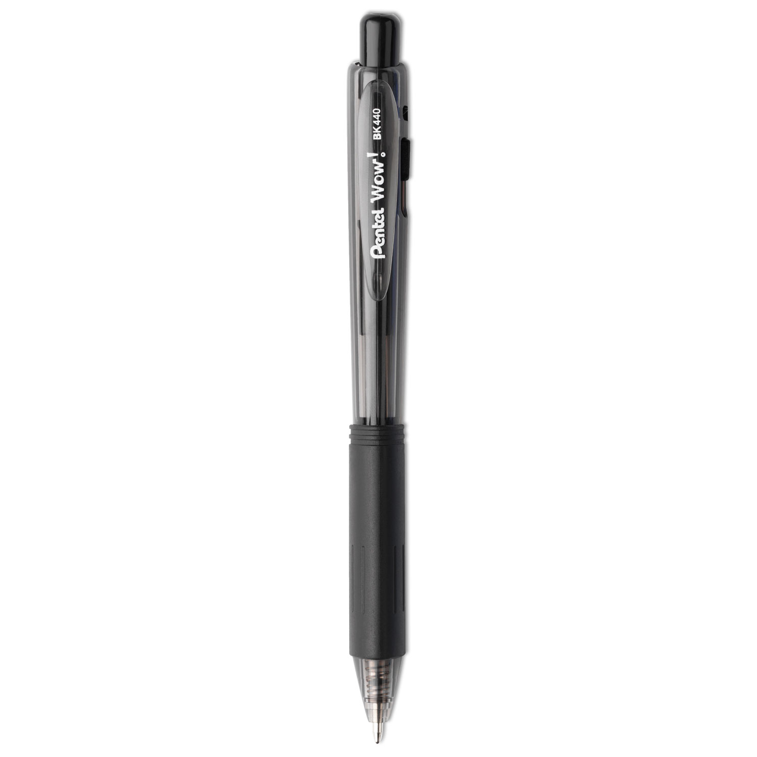  Pentel BK440-A WOW! Retractable Ballpoint Pen, Medium 1 mm, Black Ink/Barrel, Dozen (PENBK440A) 