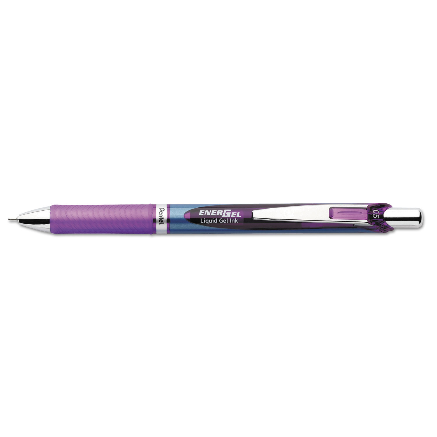 EnerGel RTX Retractable Liquid Gel Pen, .5mm, Silver/Violet Barrel, Violet Ink
