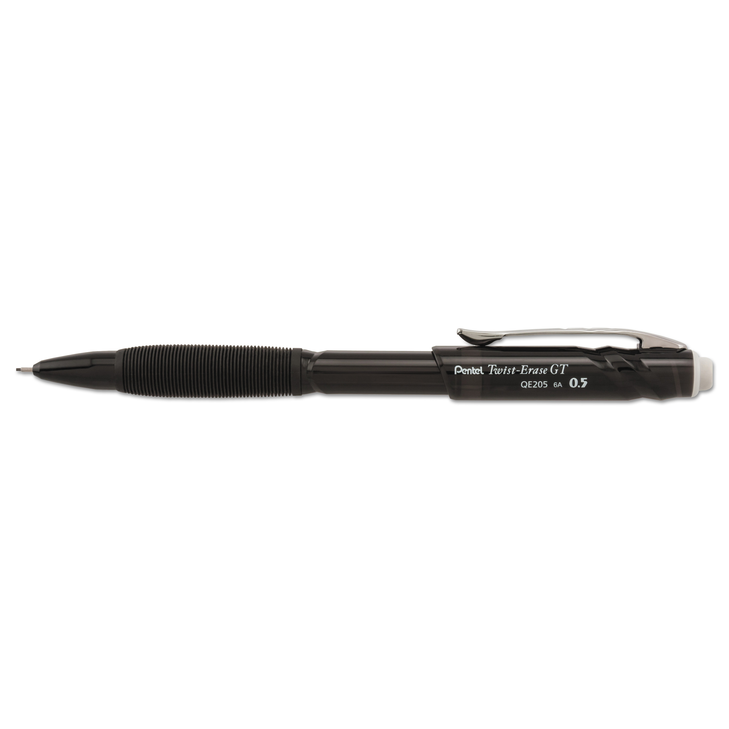 Pentel QE205A Twist-Erase GT Pencils, 0.5 mm, HB (#2.5), Black Lead, Black Barrel (PENQE205A) 