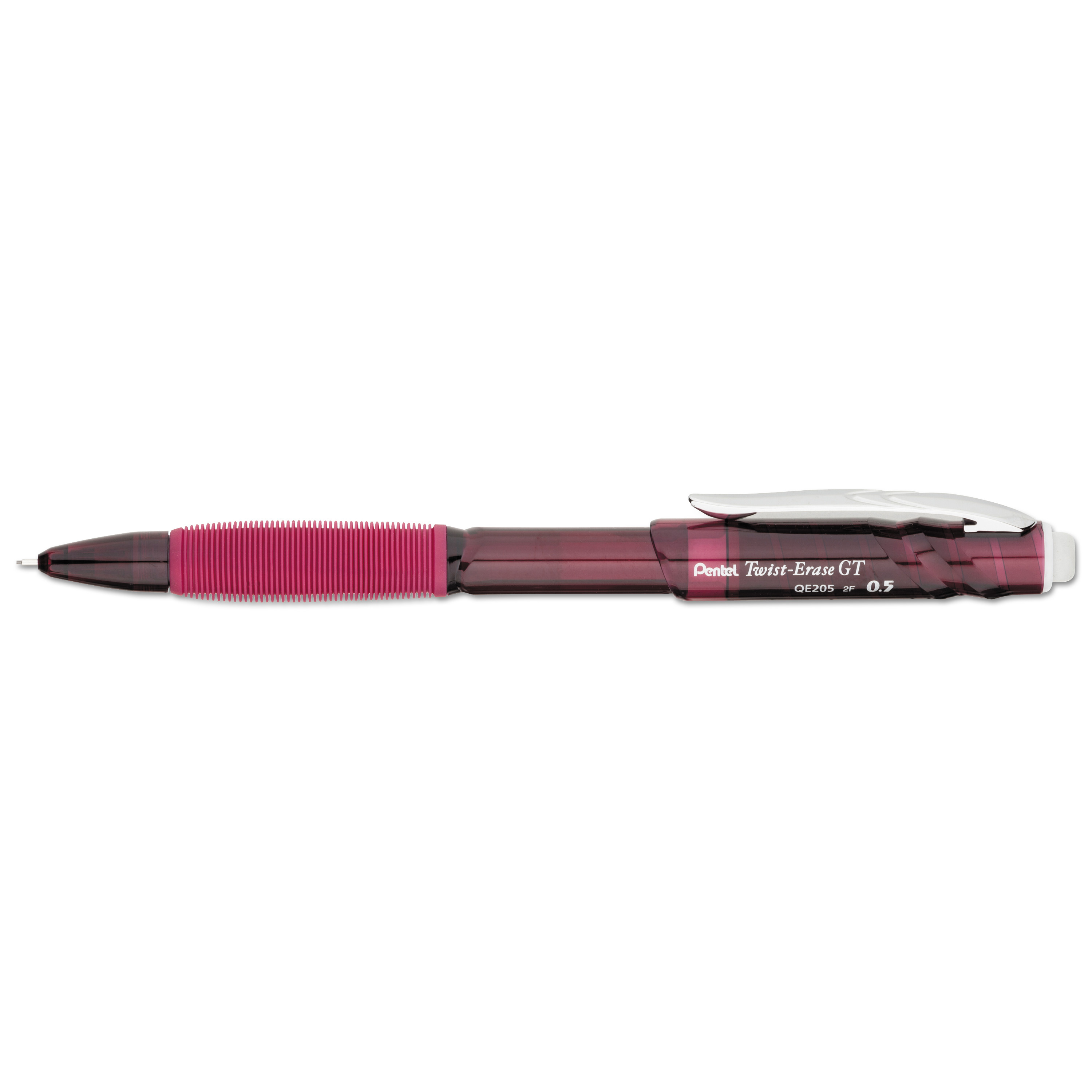  Pentel QE205B Twist-Erase GT Pencils, 0.5 mm, HB (#2.5), Black Lead, Red Barrel (PENQE205B) 