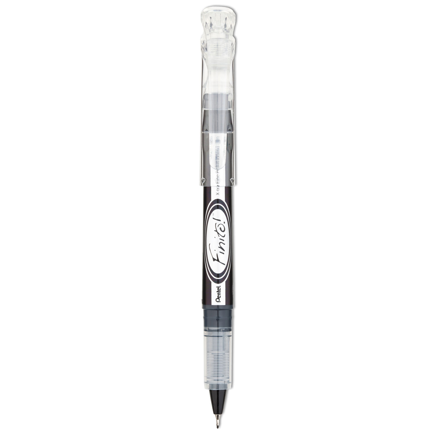 Finito! Stick Porous Point Pen, Extra-Fine 0.4mm, Black Ink, Black/Silver Barrel