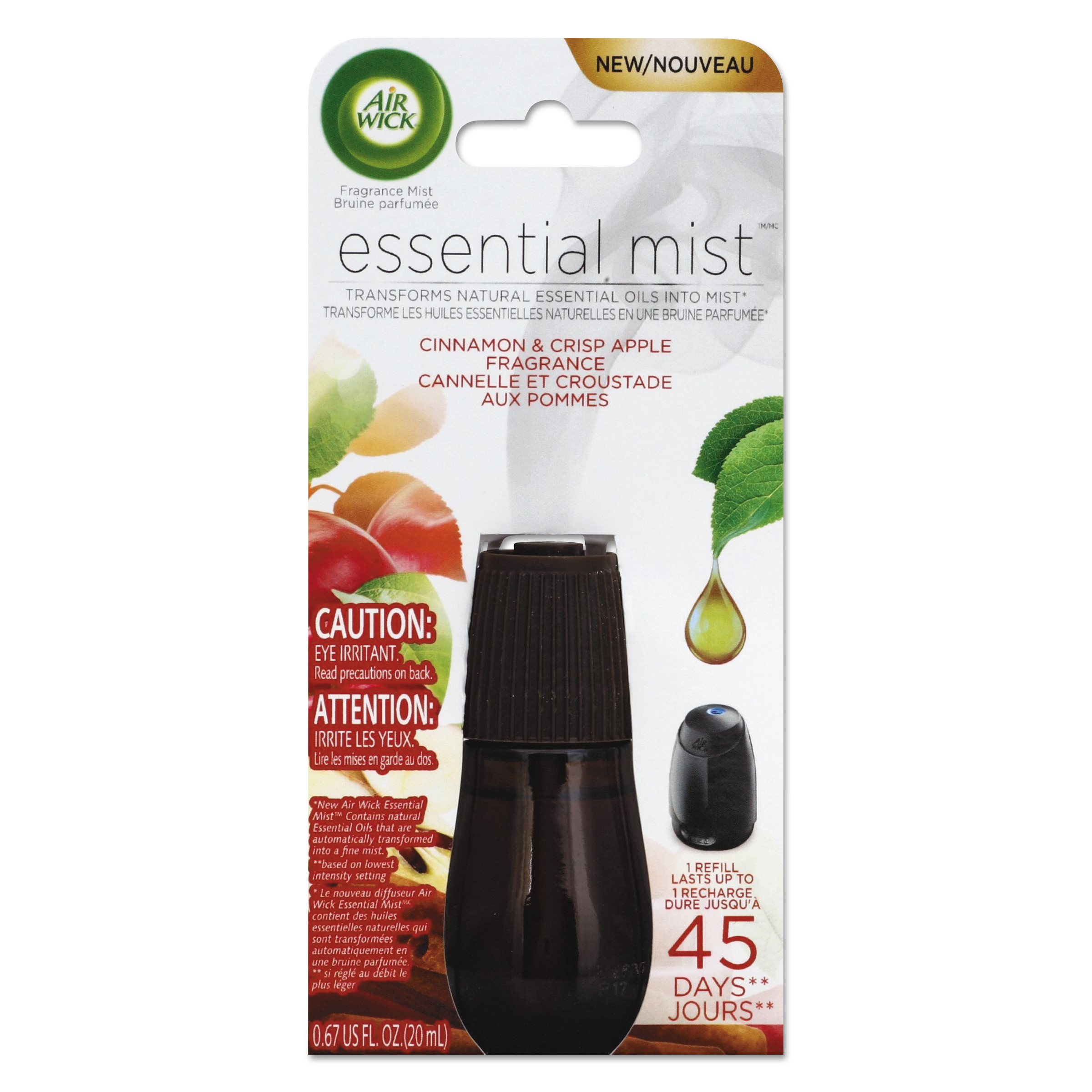 Essential Mist Refill, Cinnamon and Crisp Apple, 0.67 oz, 6/Carton