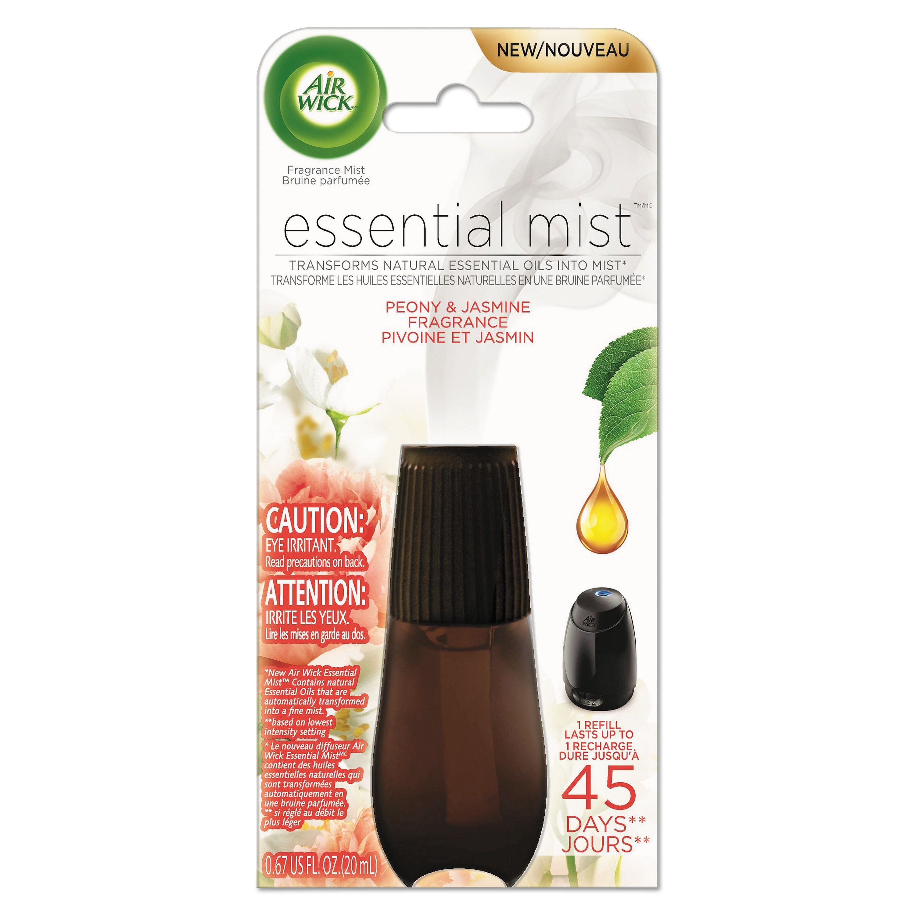 Essential Mist Refill, Peony and Jasmine, 0.67 oz, 6/Carton