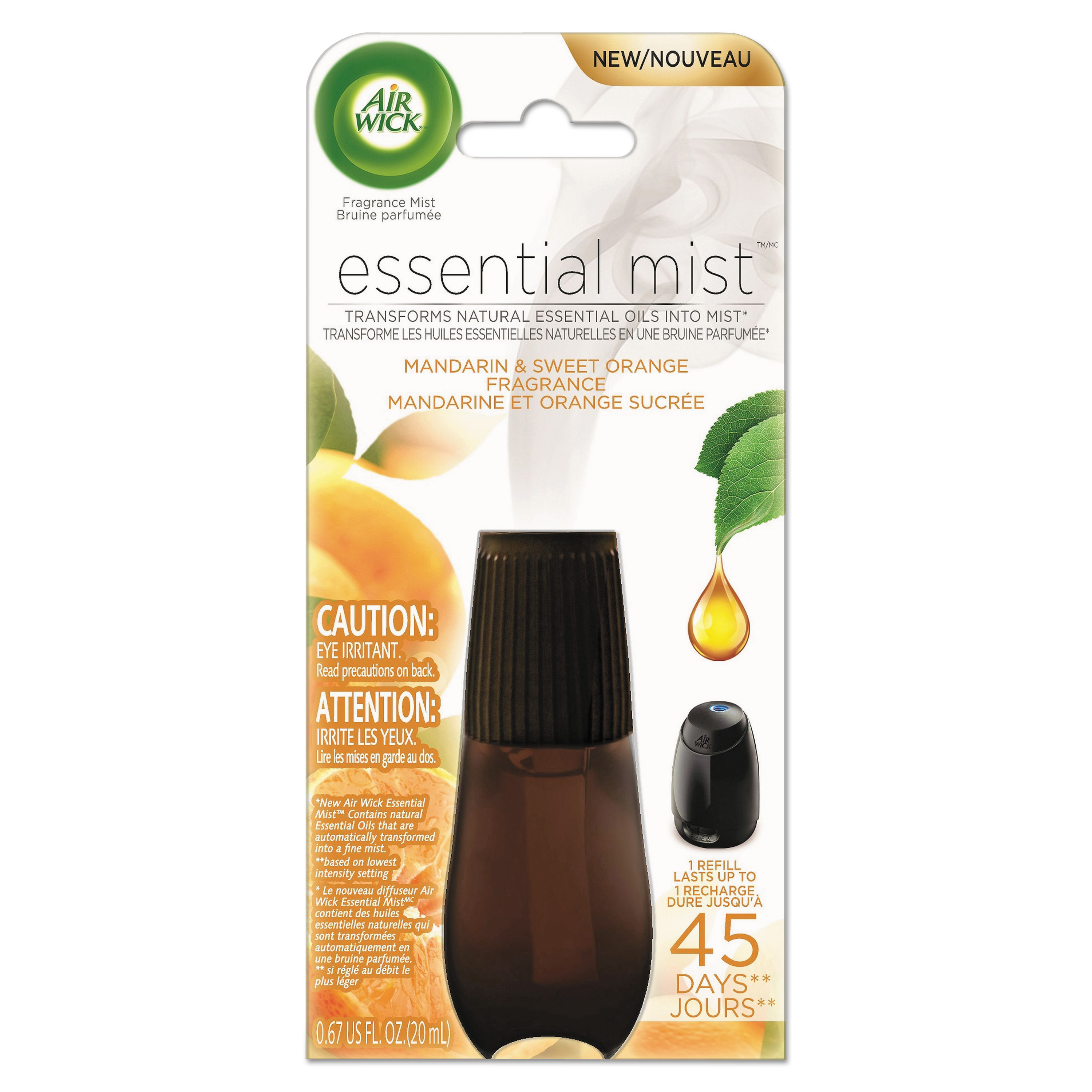  Air Wick 62338-98551 Essential Mist Refill, Mandarin Orange, 0.67 oz, 6/Carton (RAC98551) 