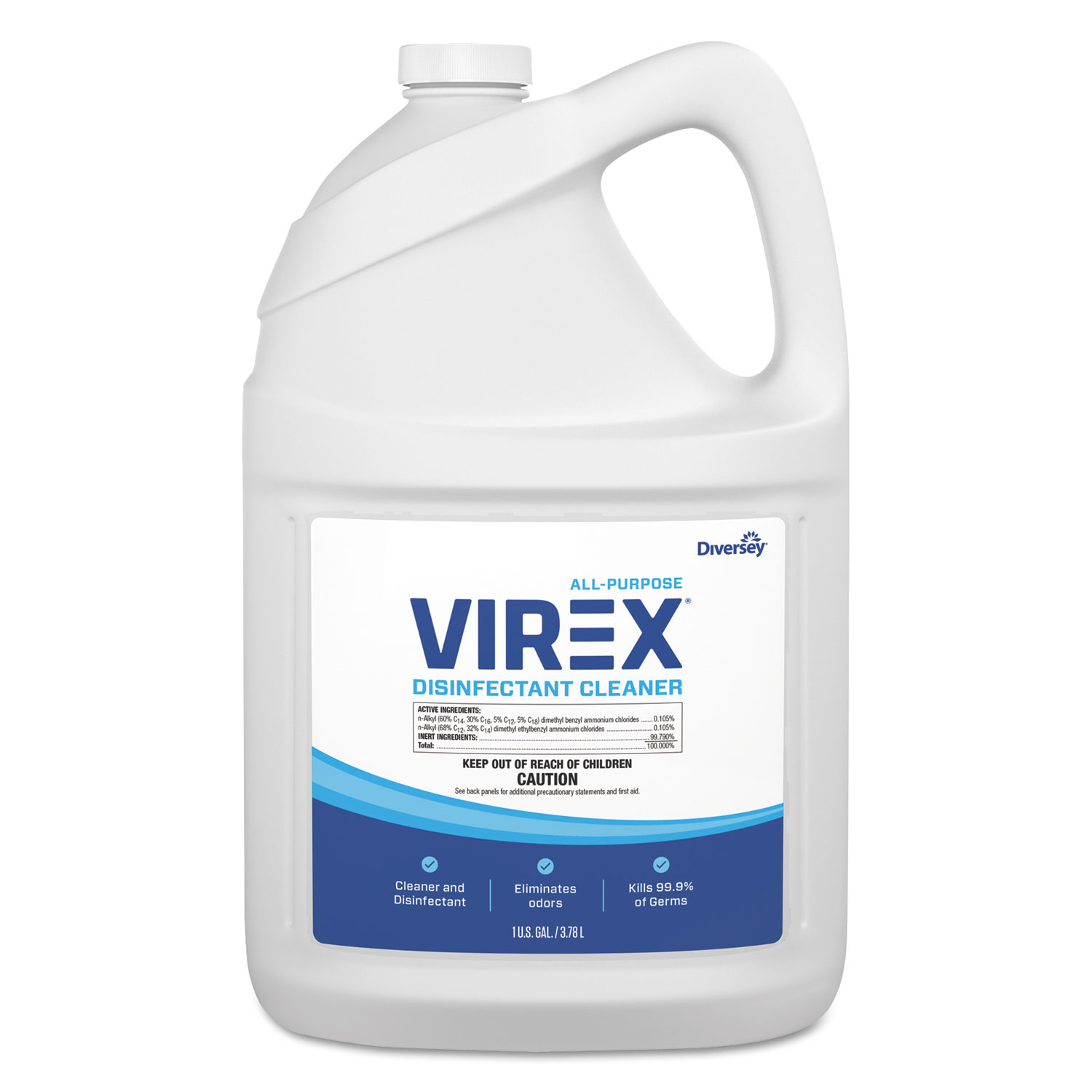 Diversey™ Virex All-Purpose Disinfectant Cleaner, Lemon Scent, 1 gal Container, 2/Carton
