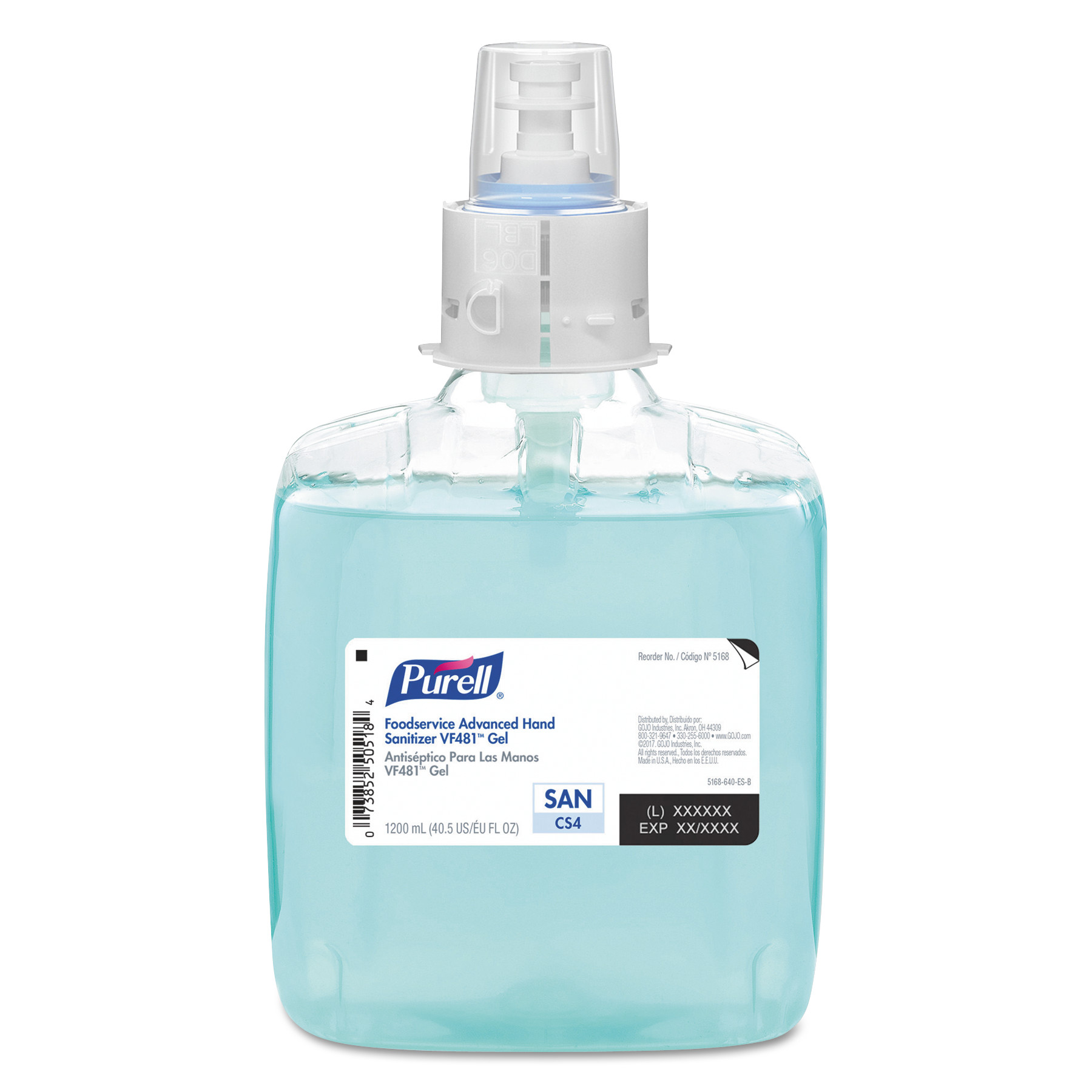  PURELL 5168-03 Foodservice Advanced Hand Sanitizer VF481 Gel, 1200 mL, For CS4 Hand Sanitizer Dispensers, 3/Carton (GOJ516803) 