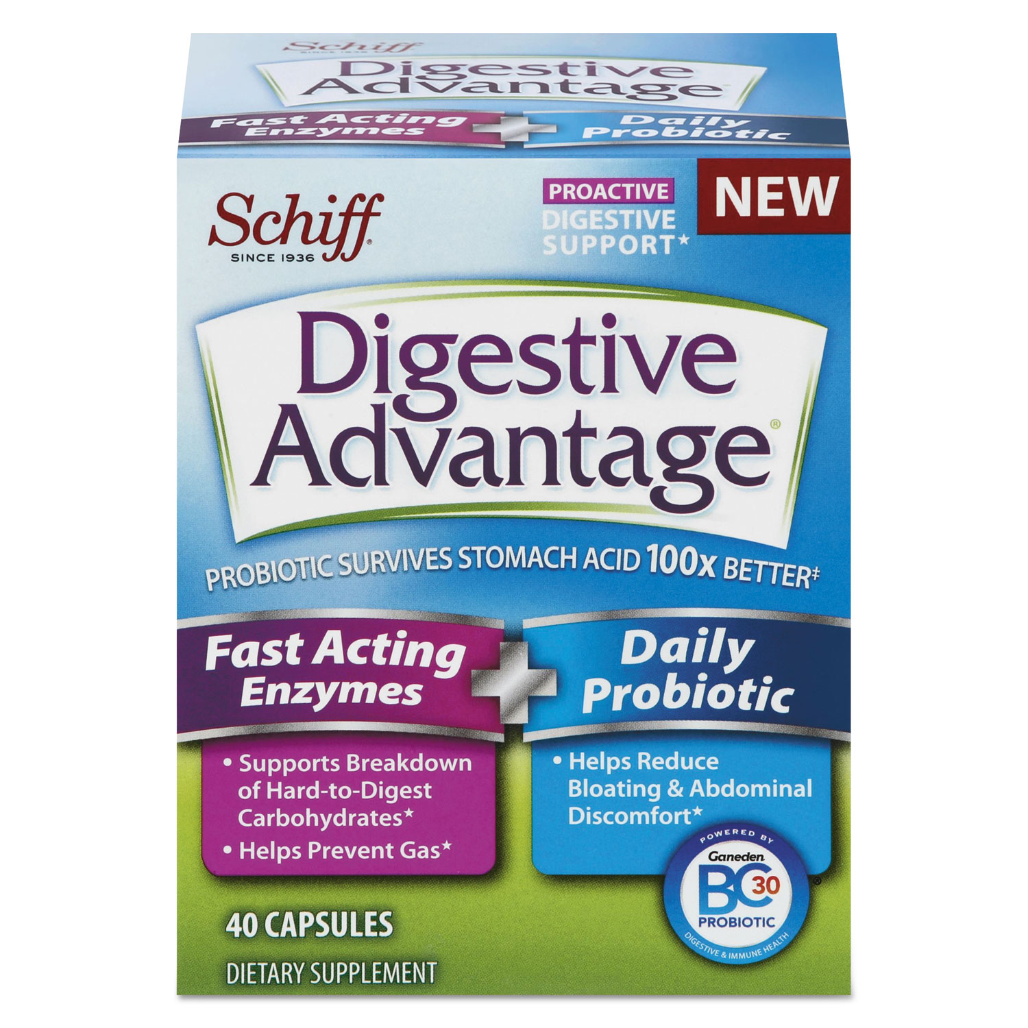  Digestive Advantage 20525-96949 Fast Acting Enzyme plus Daily Probiotic Capsule, 40 Count (DVA96949EA) 