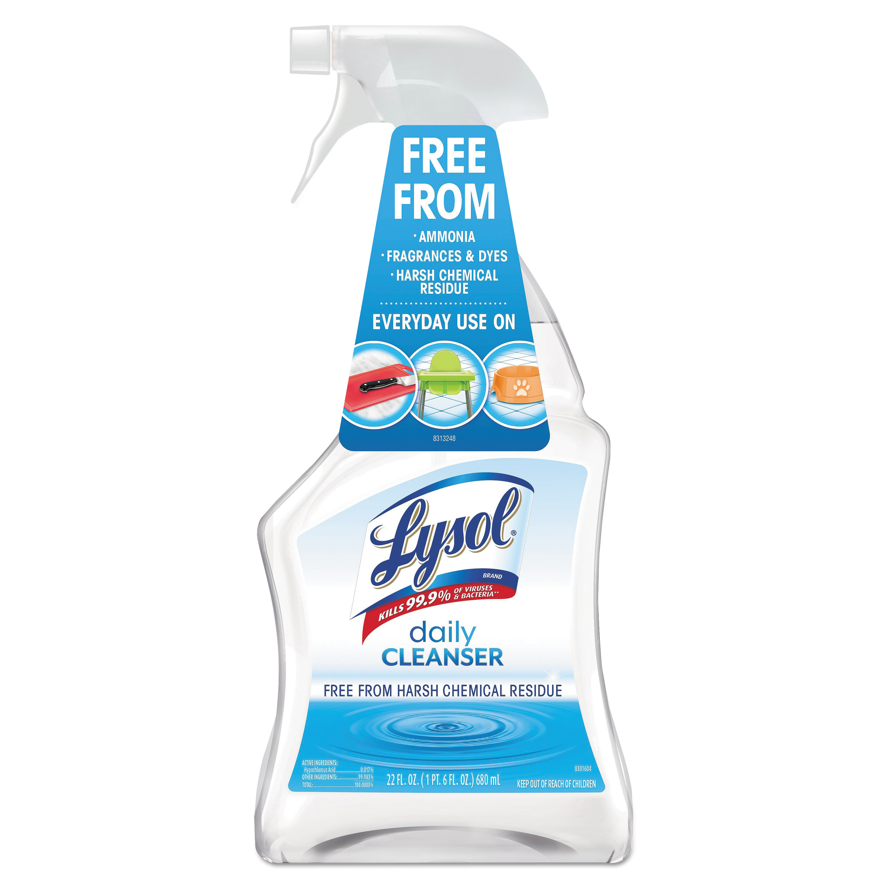  LYSOL Brand 19200-98359 Daily Cleanser, Unscented, 22 oz Spray Bottle, 10/Carton (RAC98359) 