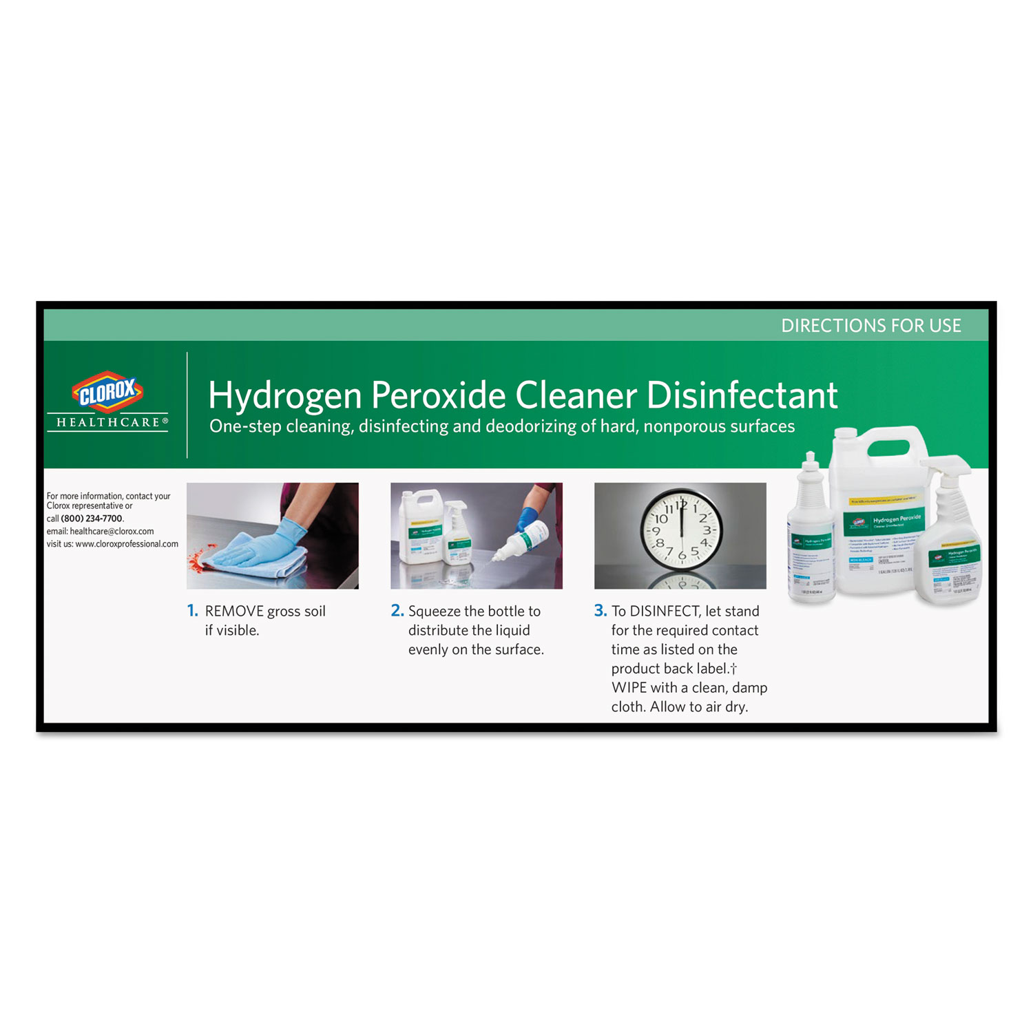 Hydrogen-Peroxide Cleaner/Disinfectant, 32oz Spray Bottle, 6/Carton