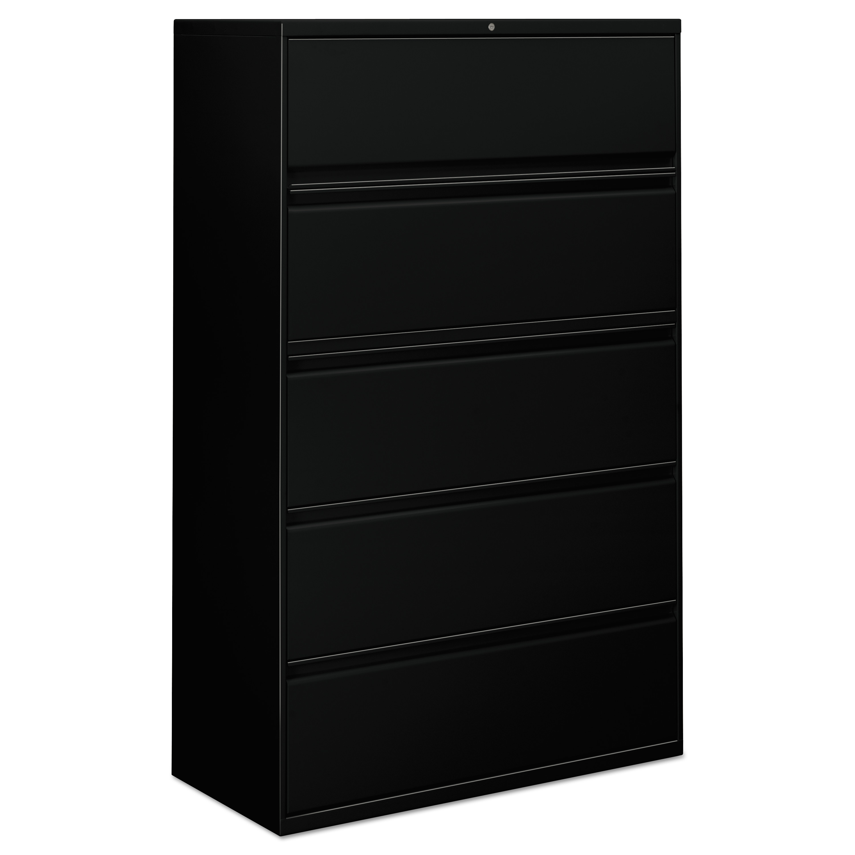 Five Drawer Lateral File Cabinet 42w X 18d X 64 25h Black Sani