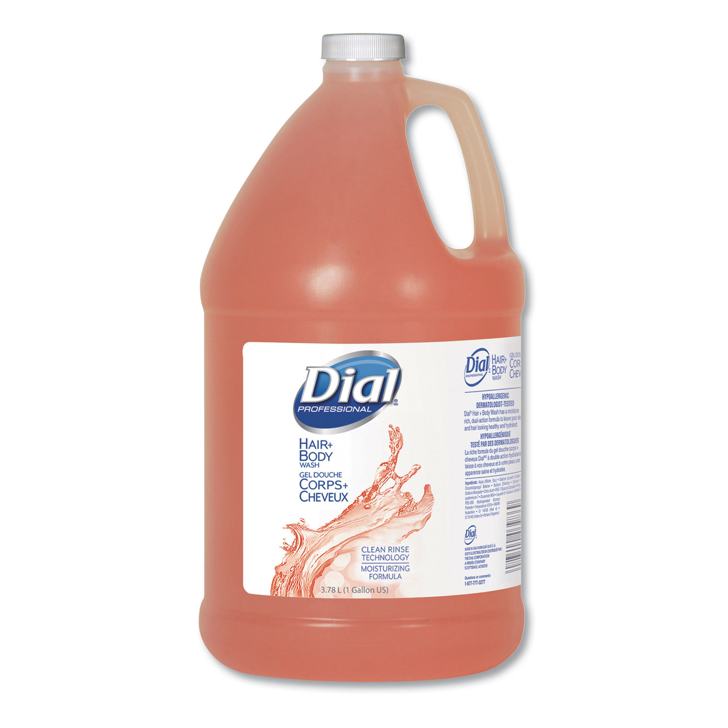  Dial Professional 03986 Body and Hair Care, 1 gal Bottle, Gender-Neutral Peach Scent, 4/Carton (DIA03986) 