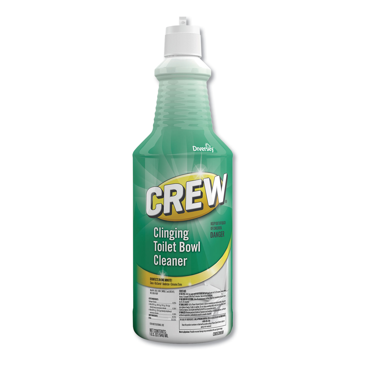  Diversey CBD539698 Crew Clinging Toilet Bowl Cleaner, Fresh Scent, 32 oz Squeeze Bottle, 6/Carton (DVOCBD539698) 