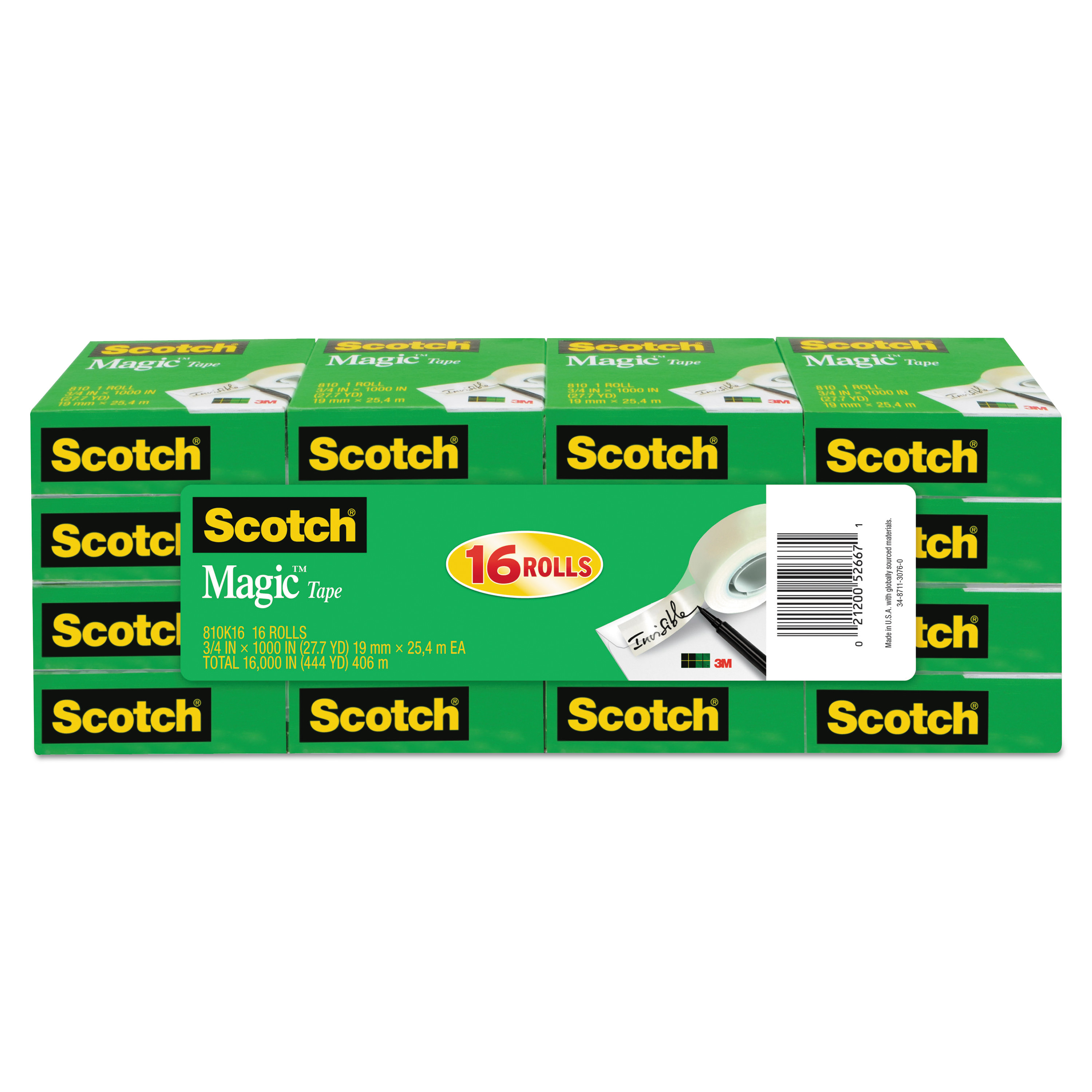  Scotch 810K16 Magic Tape Value Pack, 1 Core, 0.75 x 83.33 ft, Clear, 16/Pack (MMM810K16) 