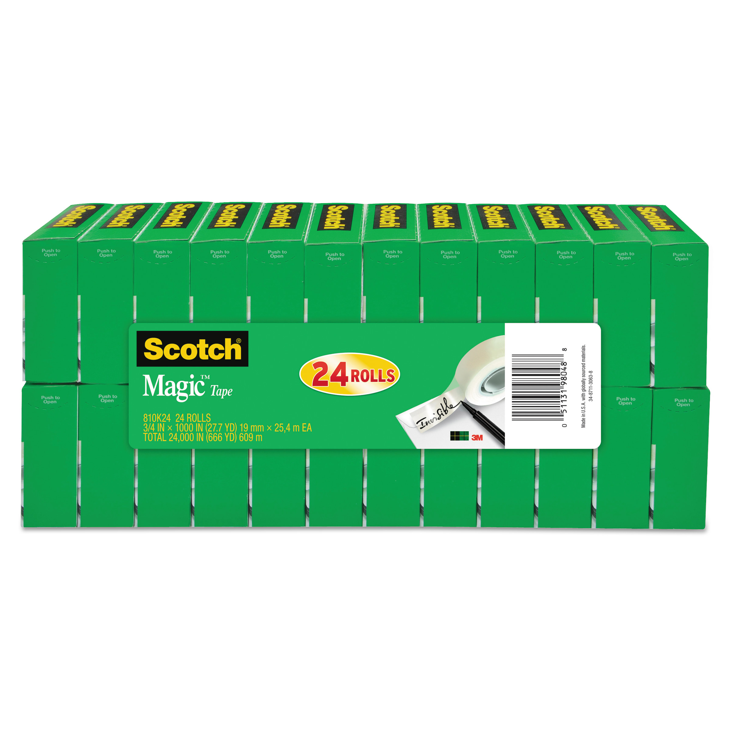  Scotch 810K24 Magic Tape Value Pack, 1 Core, 0.75 x 83.33 ft, Clear, 24/Pack (MMM810K24) 