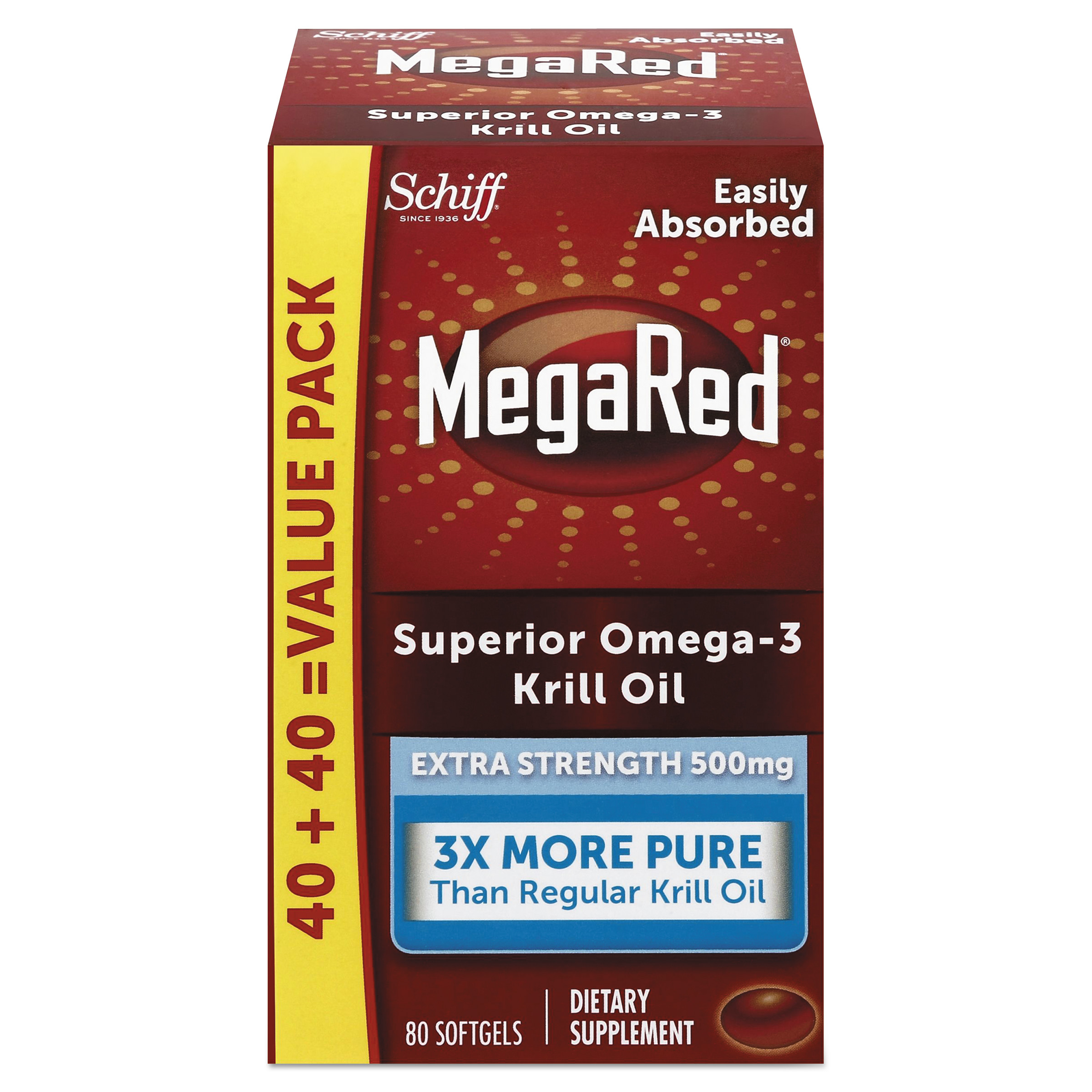  MegaRed 20525-98093 Extra Strength Omega-3 Krill Oil Softgel, 80 Softgels (MEG98093EA) 