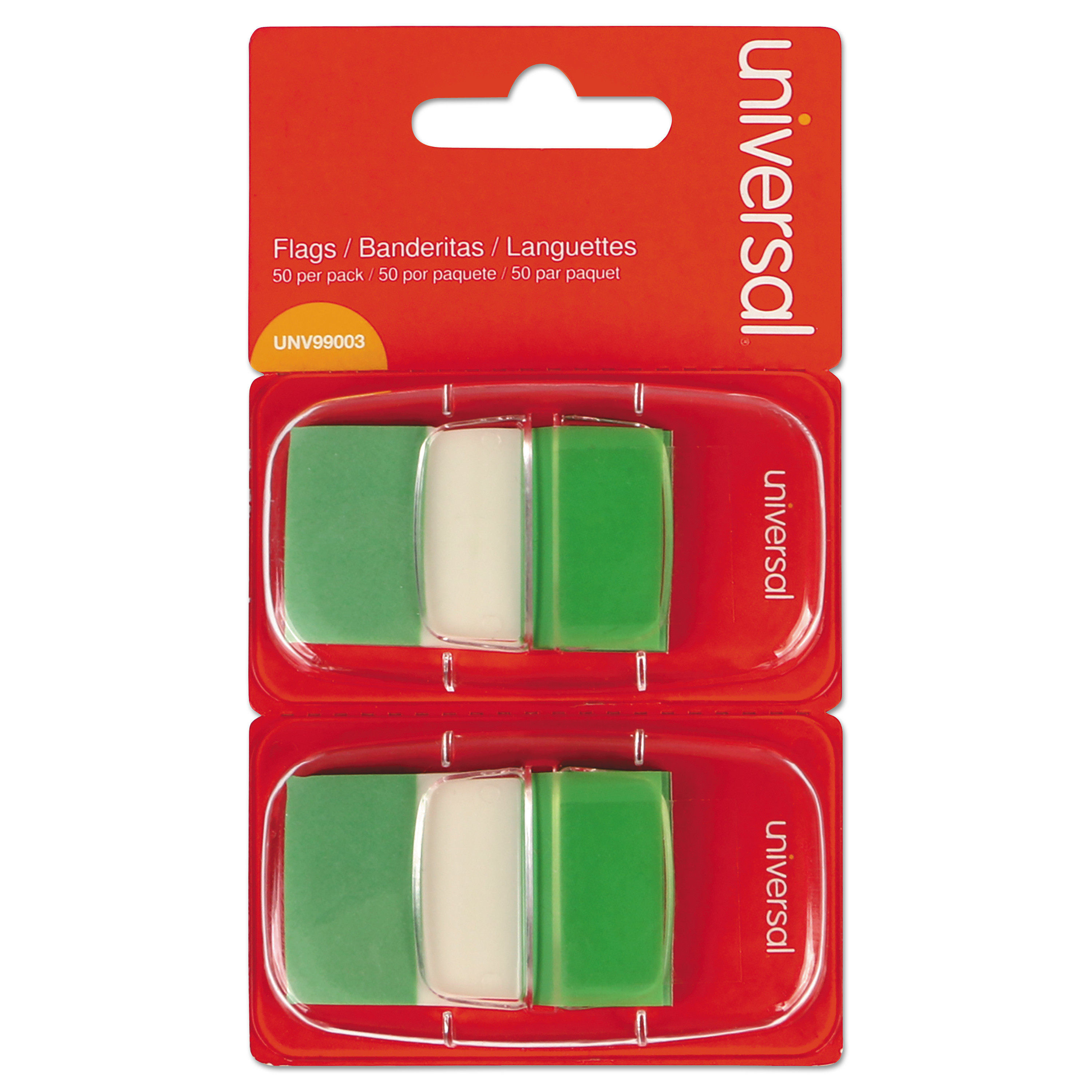  Universal UNV99003 Page Flags, Green, 50 Flags/Dispenser, 2 Dispensers/Pack (UNV99003) 